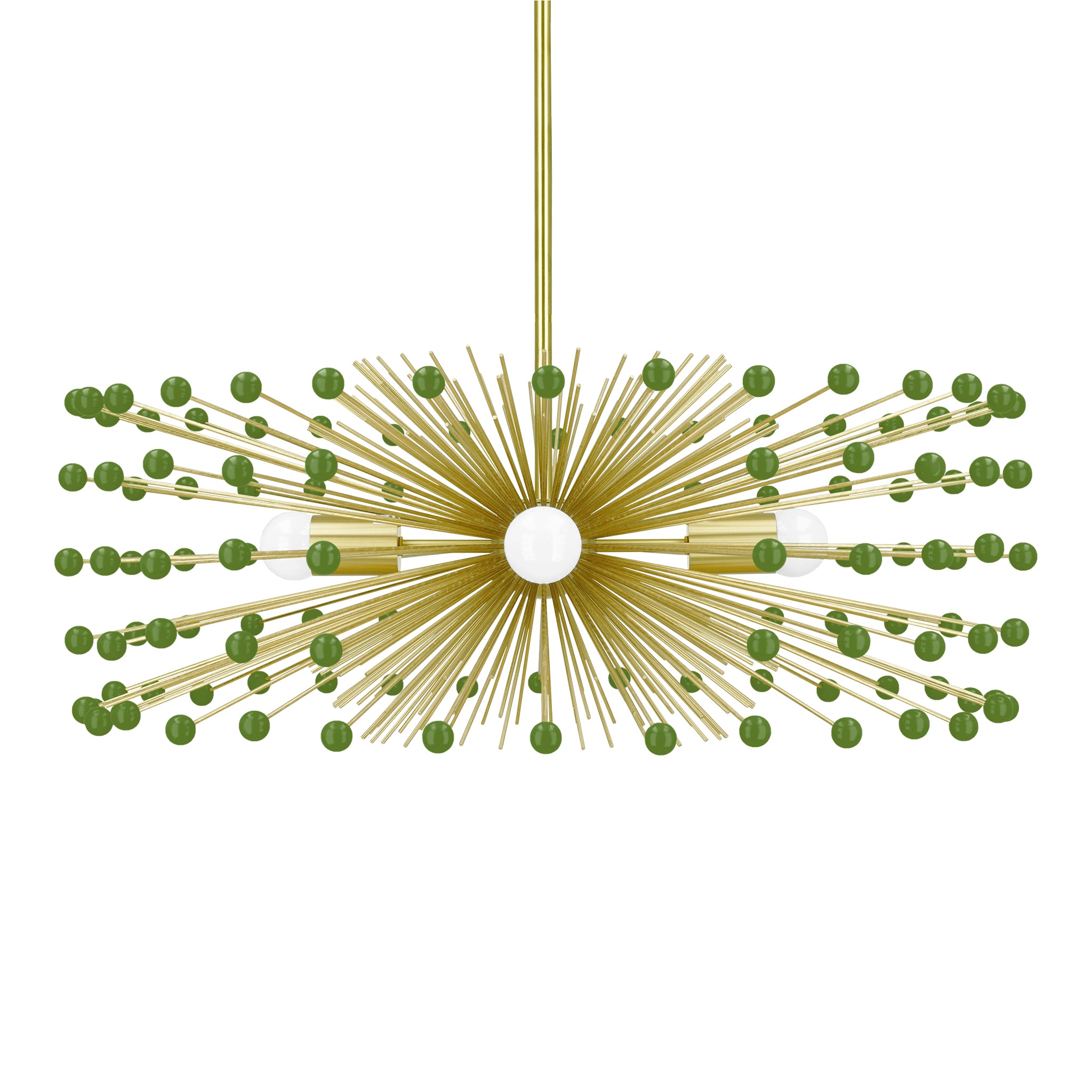Brass and python green color Beaded Urchin chandelier 27" Dutton Brown lighting