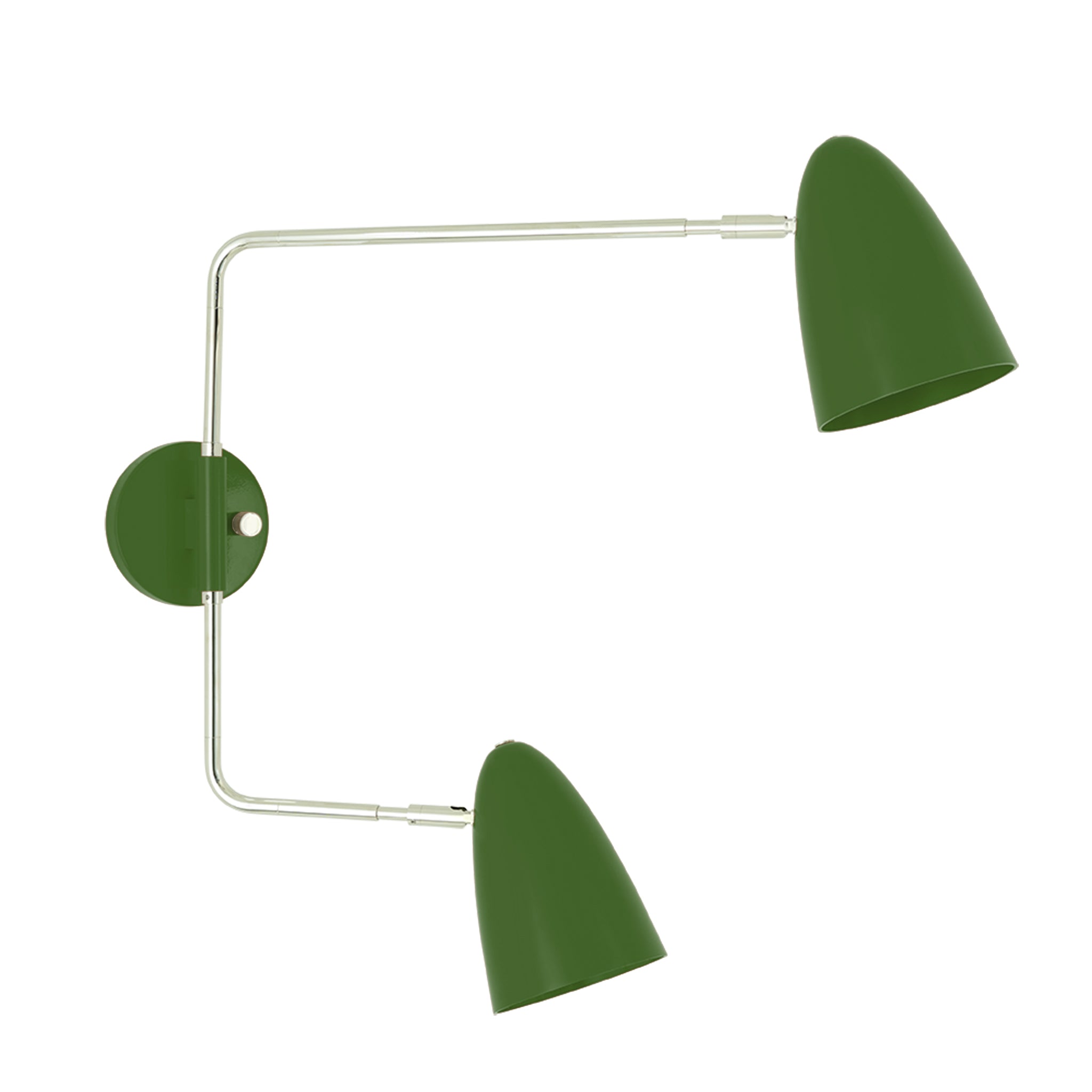 Nickel and lagoon color Boom Double Swing Arm sconce Dutton Brown lighting