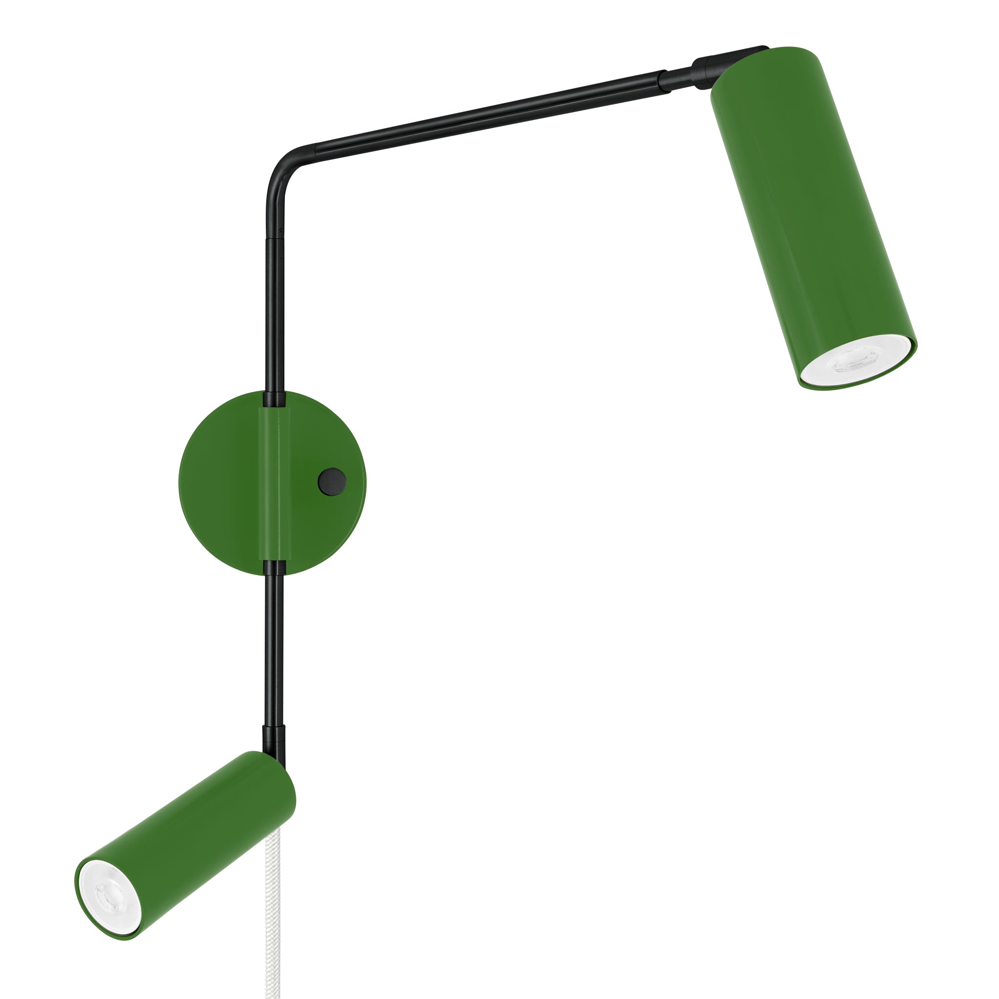 Black and python green color Reader Double Swing Arm plug-in sconce Dutton Brown lighting