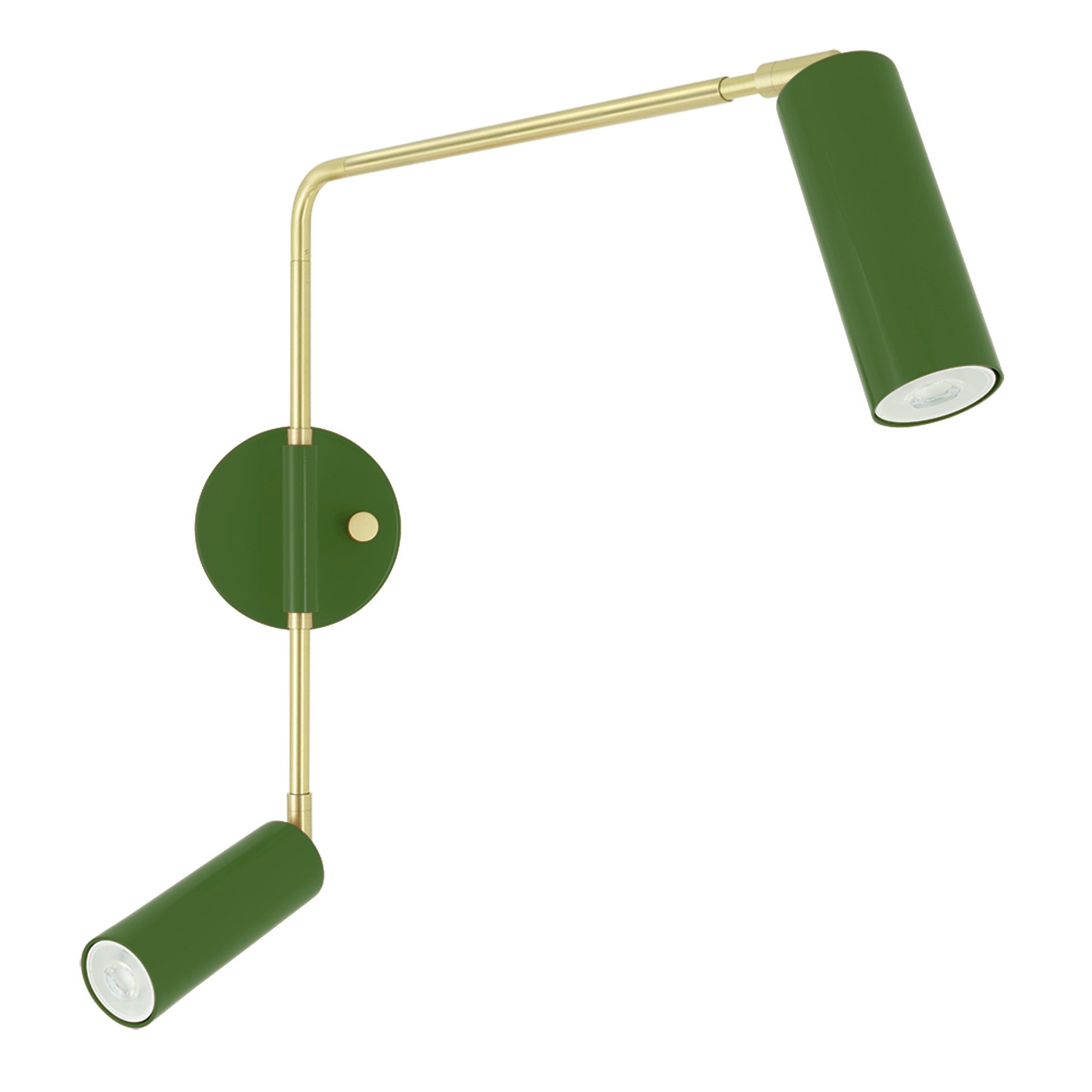 Brass and python green color Reader Double Swing Arm sconce Dutton Brown lighting