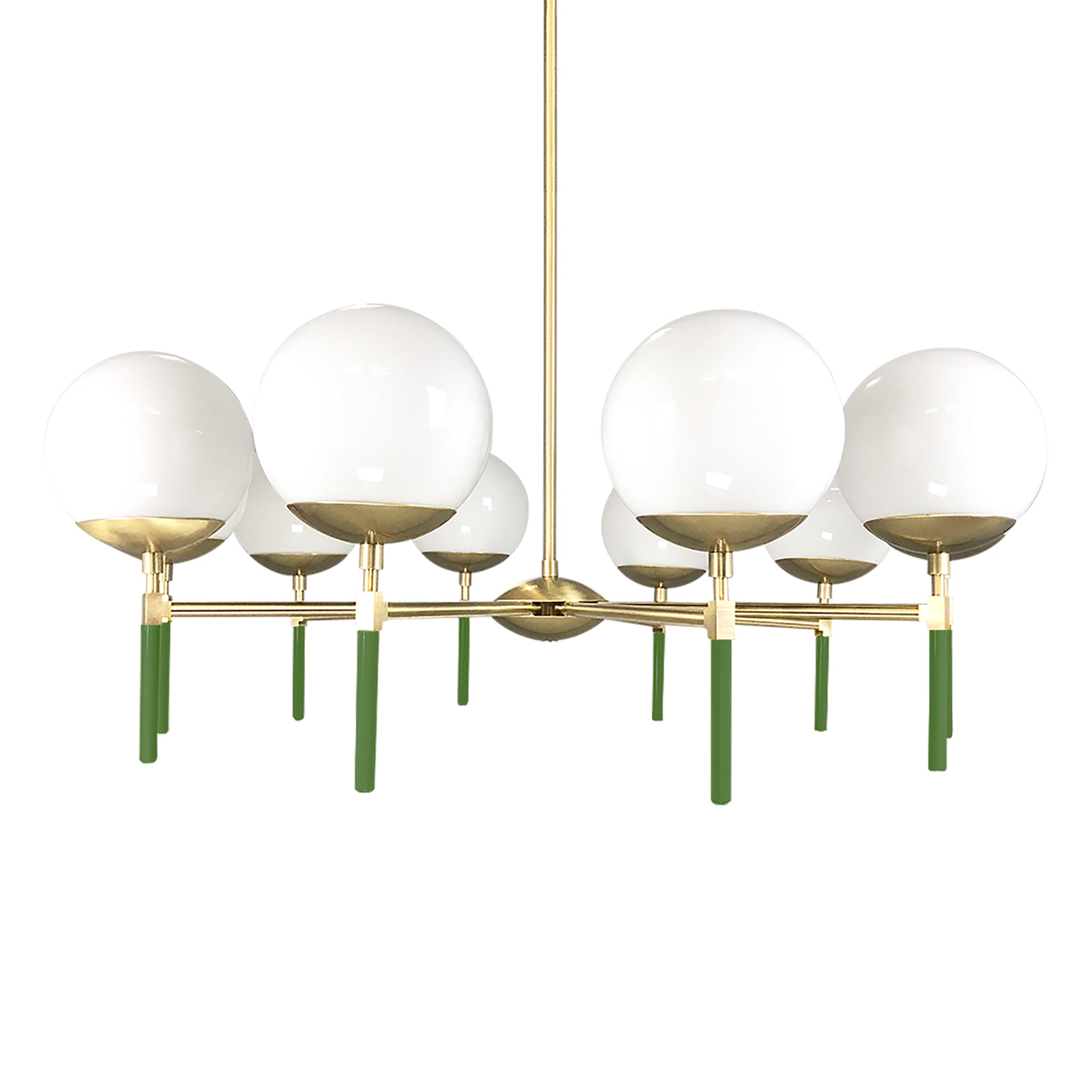 Brass and python green color Lolli chandelier 36" Dutton Brown lighting
