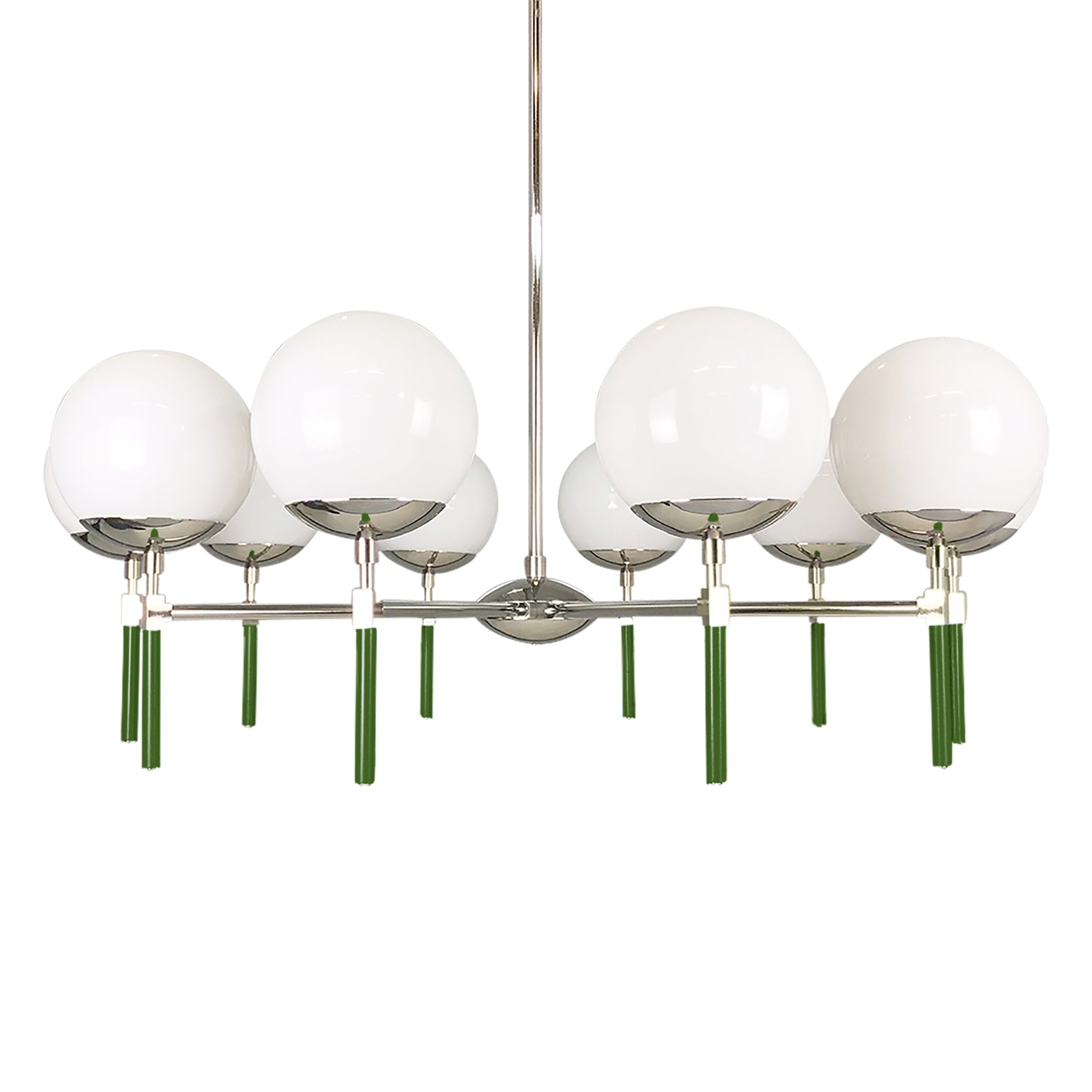 Nickel and lagoon color Lolli chandelier 36" Dutton Brown lighting
