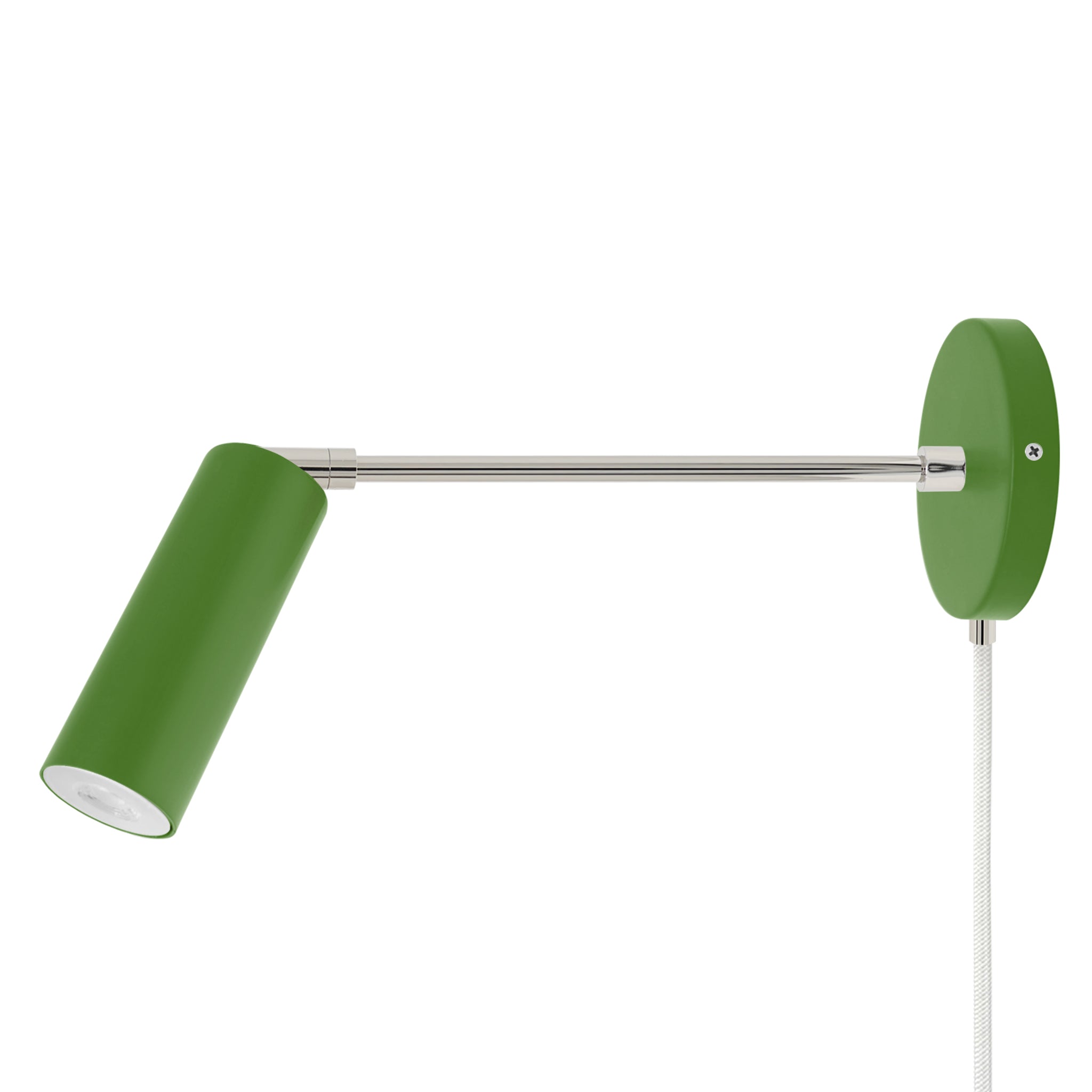 Nickel and lagoon color Reader plug-in sconce 10" arm Dutton Brown lighting