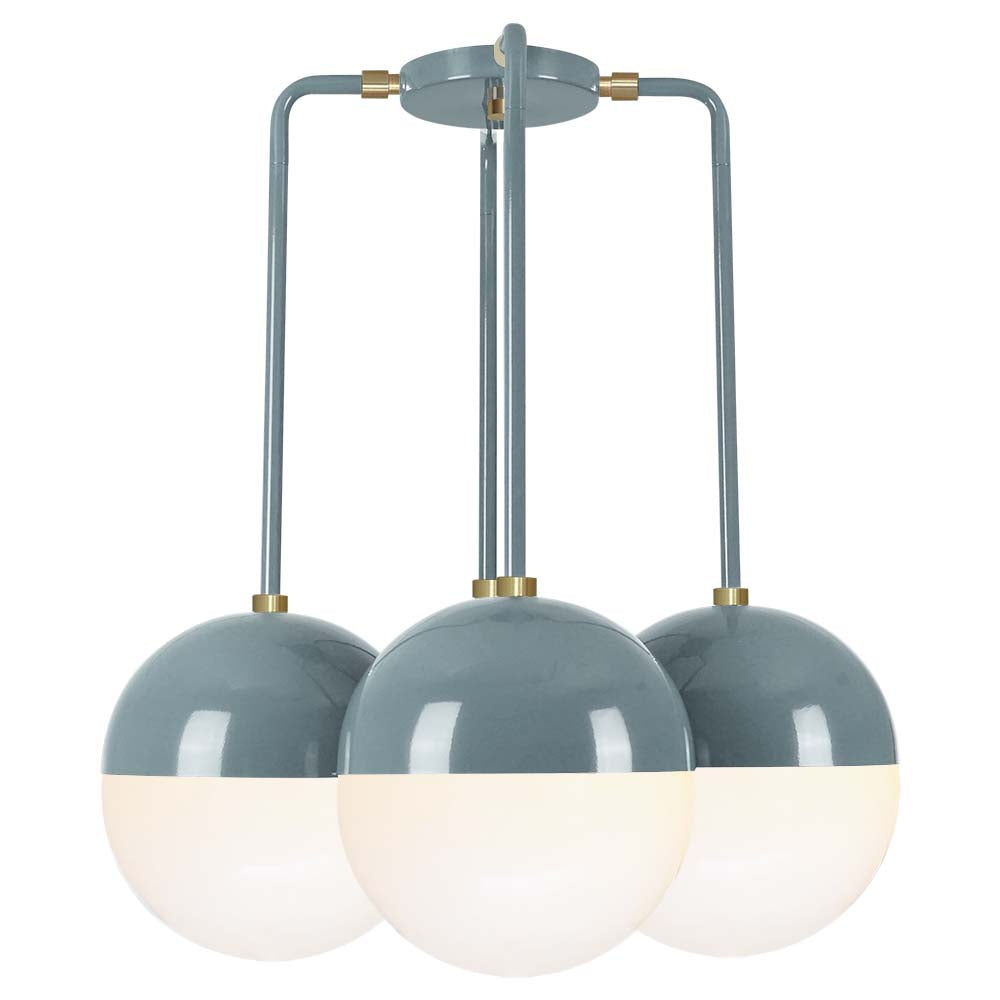 Brass and lagoon color Tetra chandelier Dutton Brown lighting