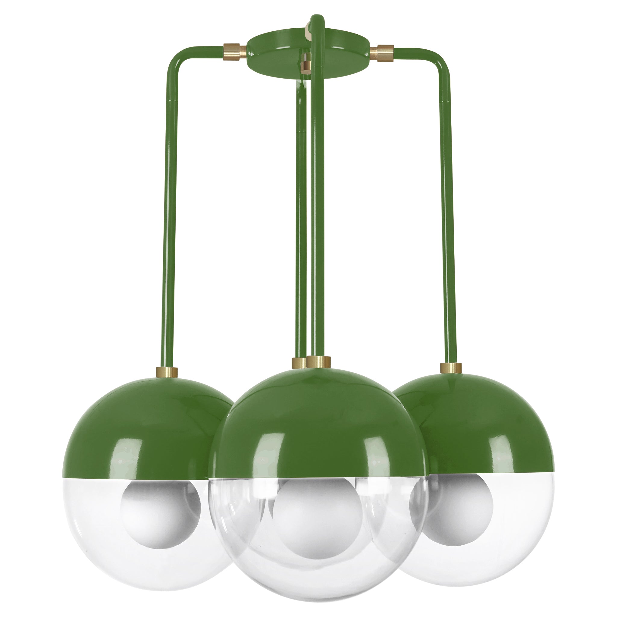 Brass and python green color Tetra chandelier Dutton Brown lighting