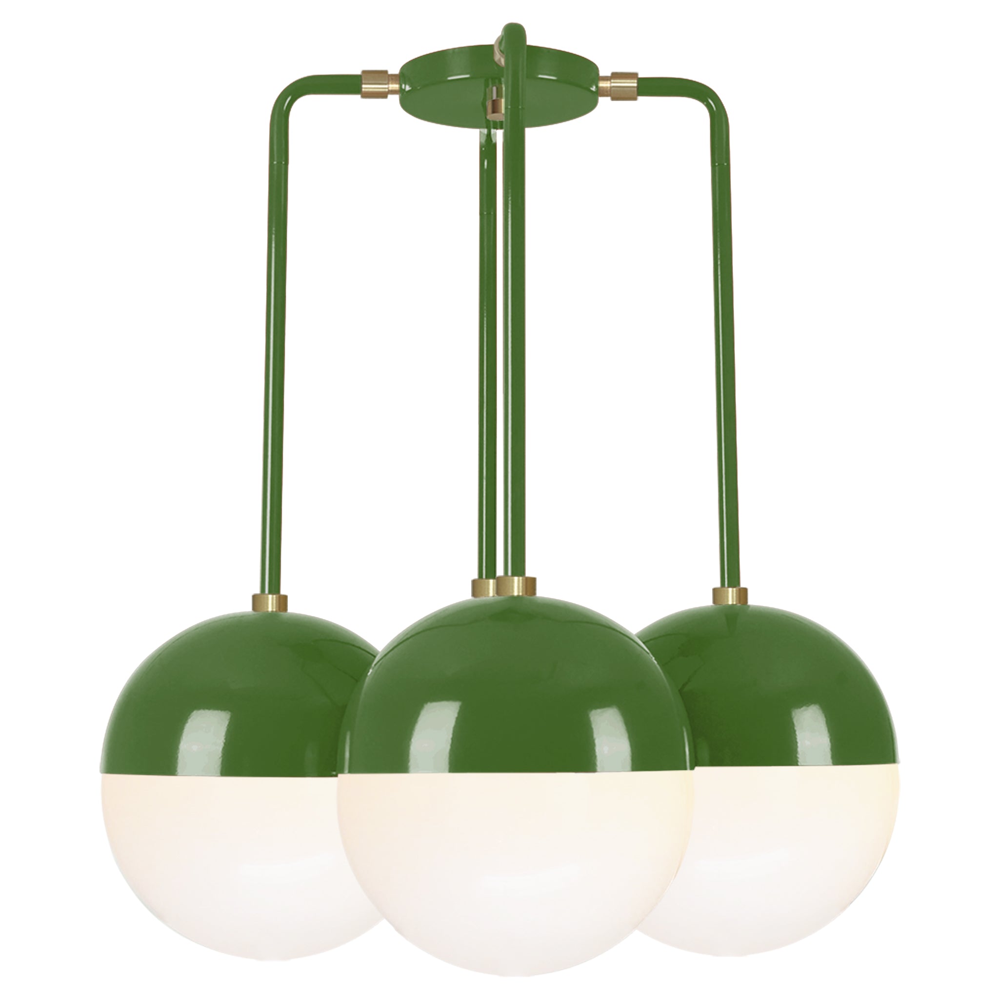 Brass and python green color Tetra chandelier Dutton Brown lighting