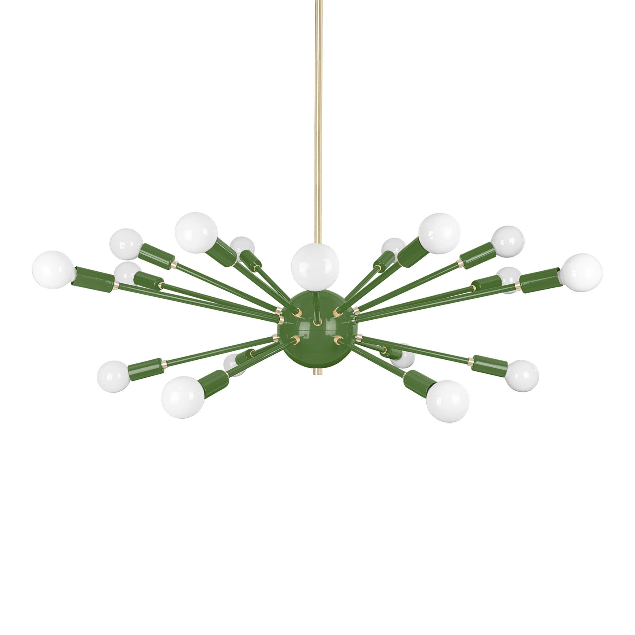 Brass and python green color Elliptical Sputnik chandelier 32" Dutton Brown lighting