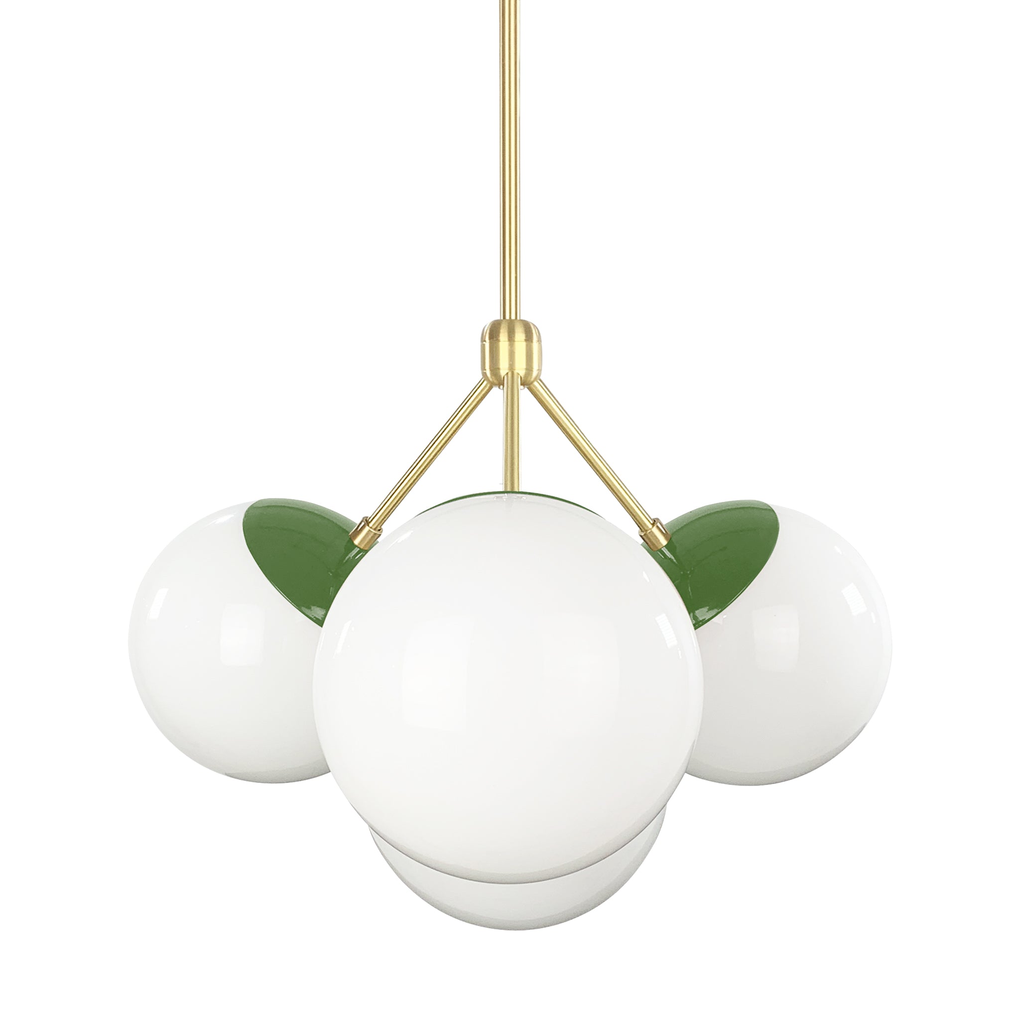 Brass and python green color Tetra chandelier Dutton Brown lighting