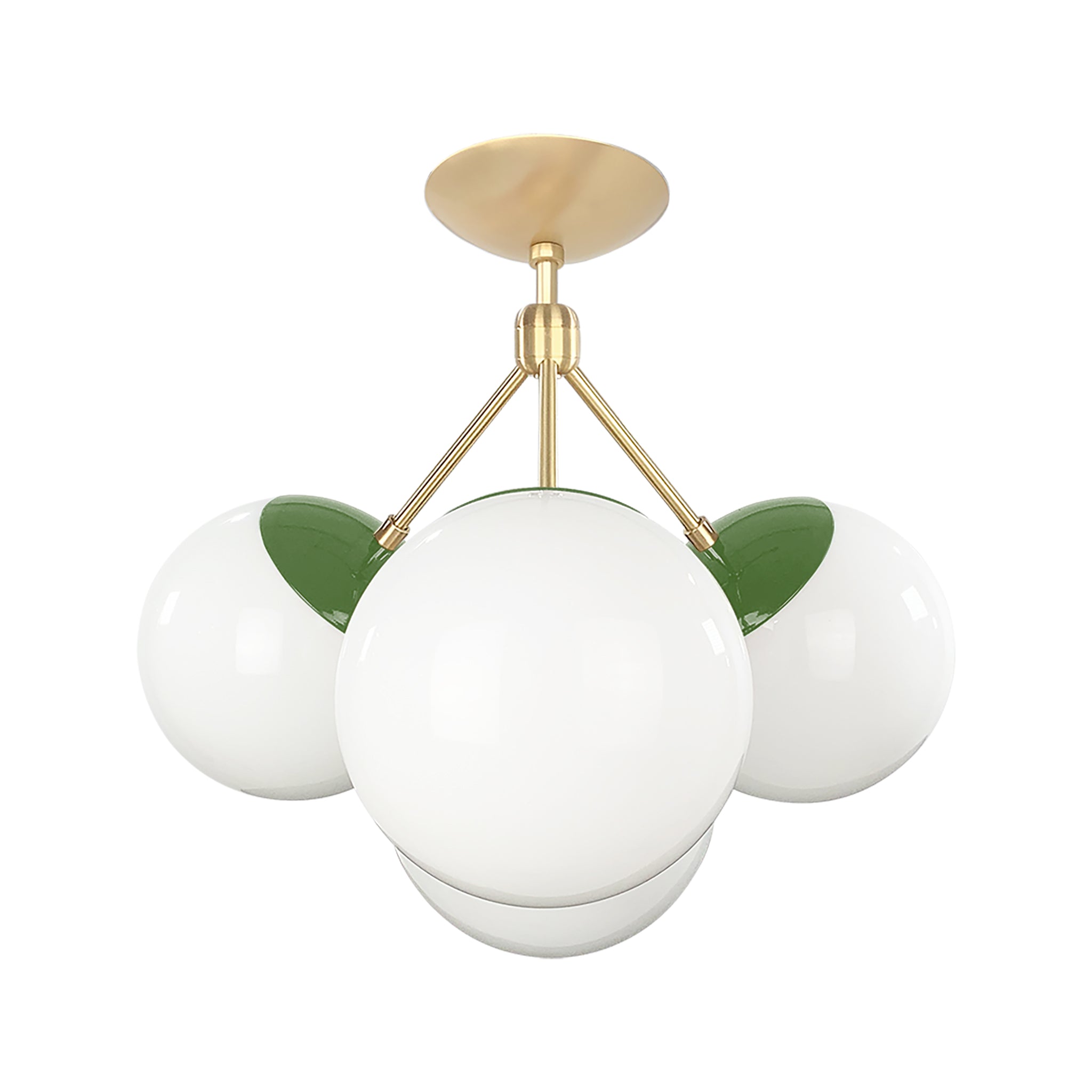 Brass and python green color Tetra flush mount Dutton Brown lighting
