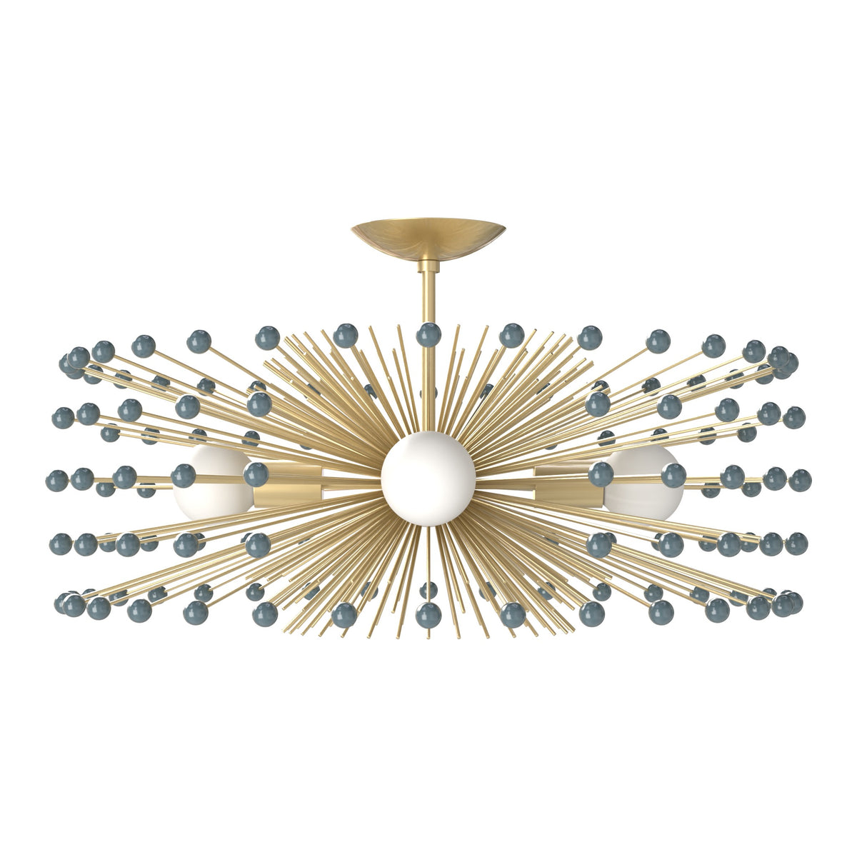 Brass and lagoon color Beaded Urchin flush mount 27" Dutton Brown lighting