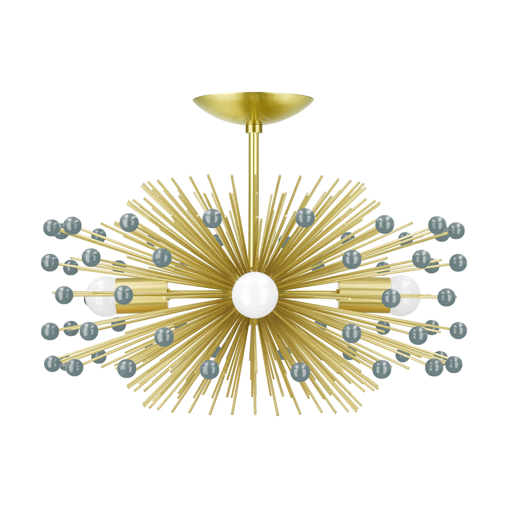 Brass and lagoon color Beaded Urchin flush mount 20" Dutton Brown lighting