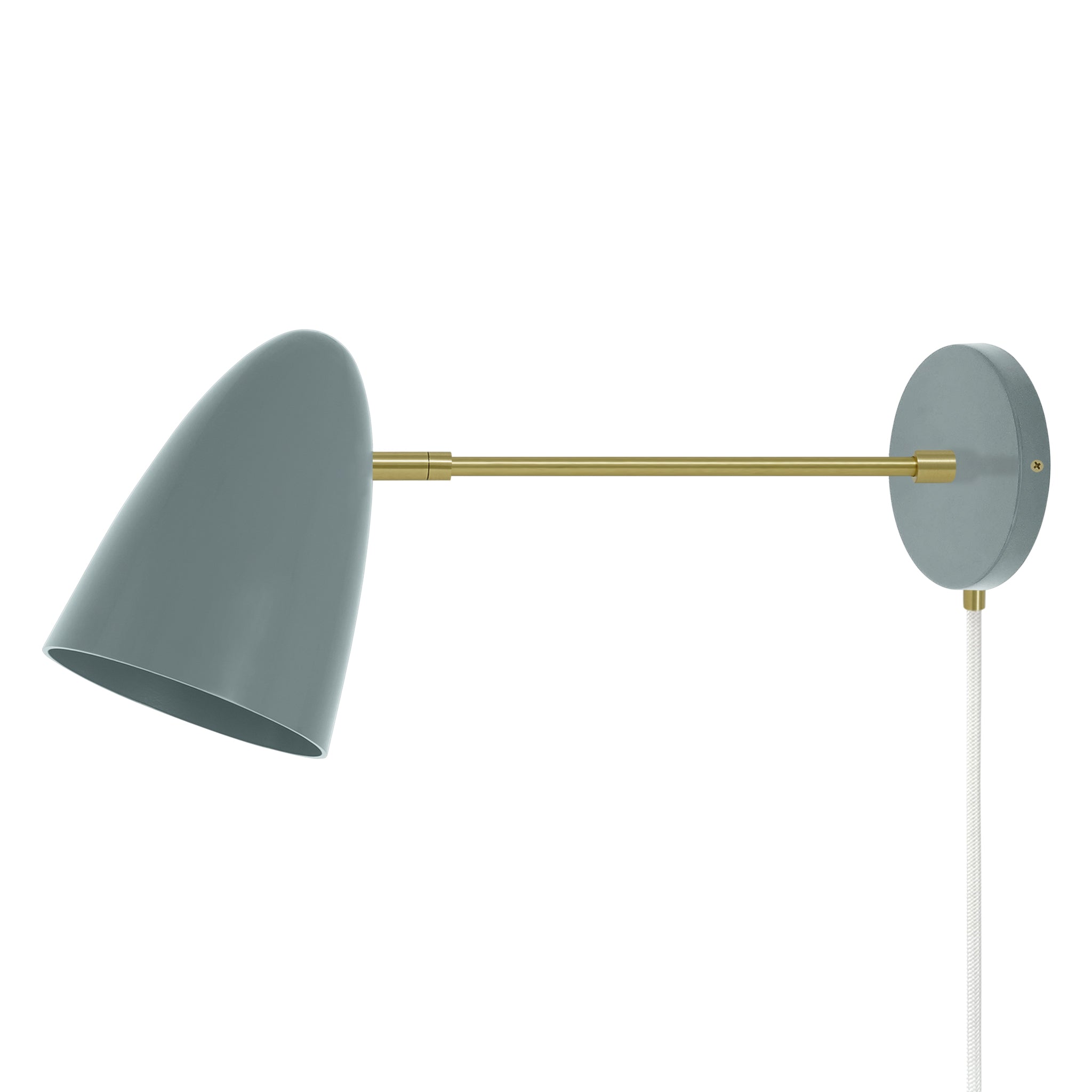 Brass and lagoon color Boom plug-in sconce 10" arm Dutton Brown lighting
