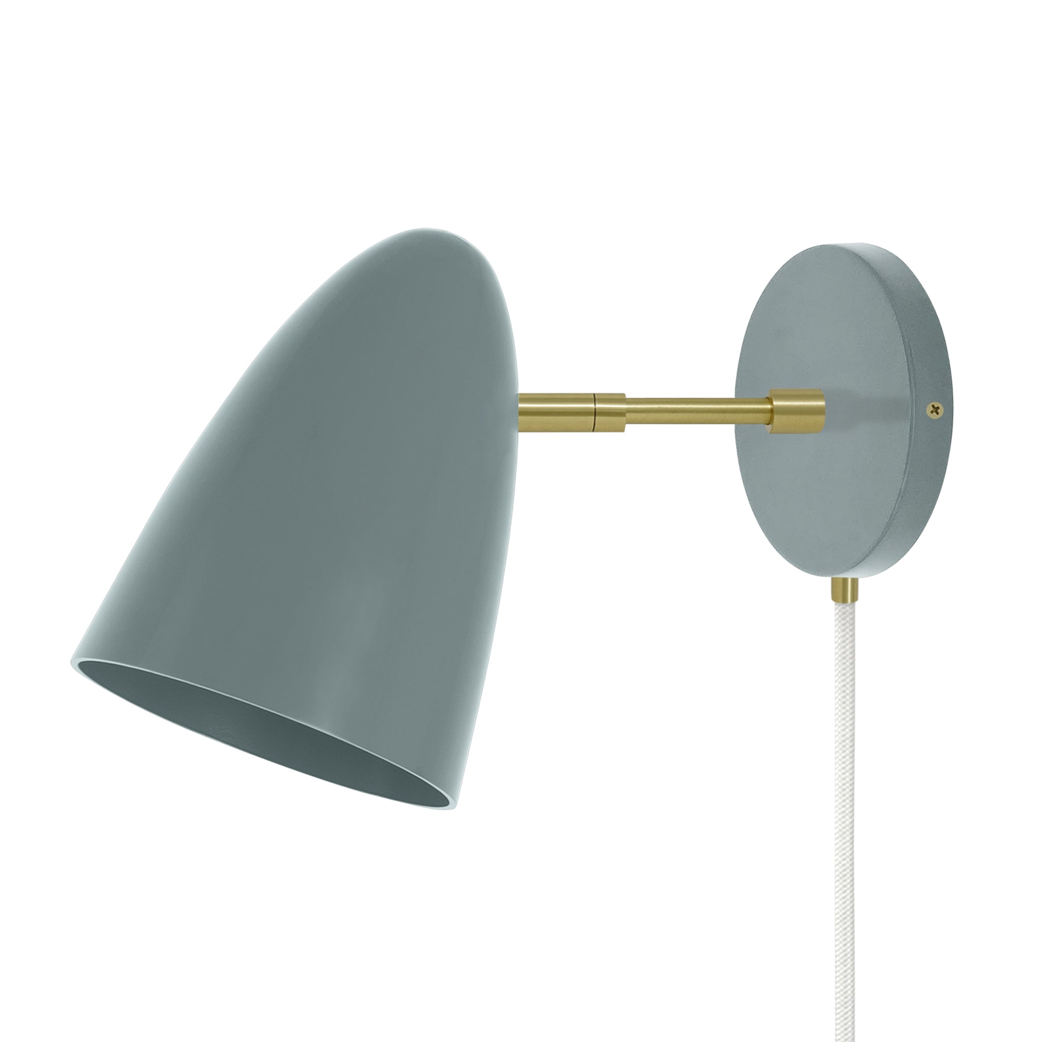 Brass and lagoon color Boom plug-in sconce 3" arm Dutton Brown lighting