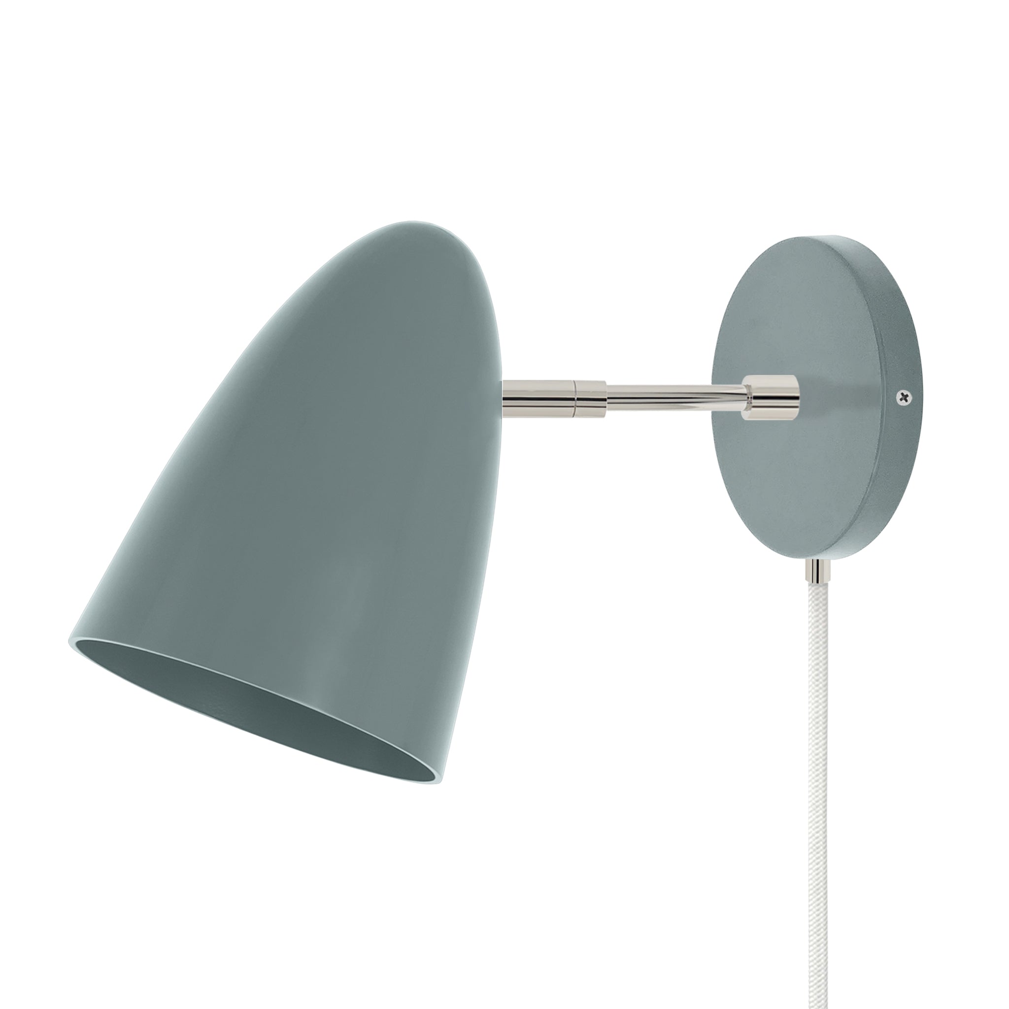 Nickel and python green color Boom plug-in sconce 3" arm Dutton Brown lighting