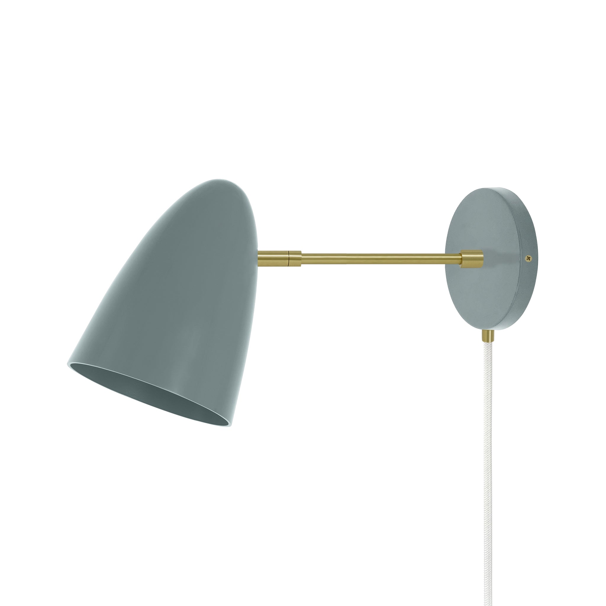 Brass and lagoon color Boom plug-in sconce 6" arm Dutton Brown lighting