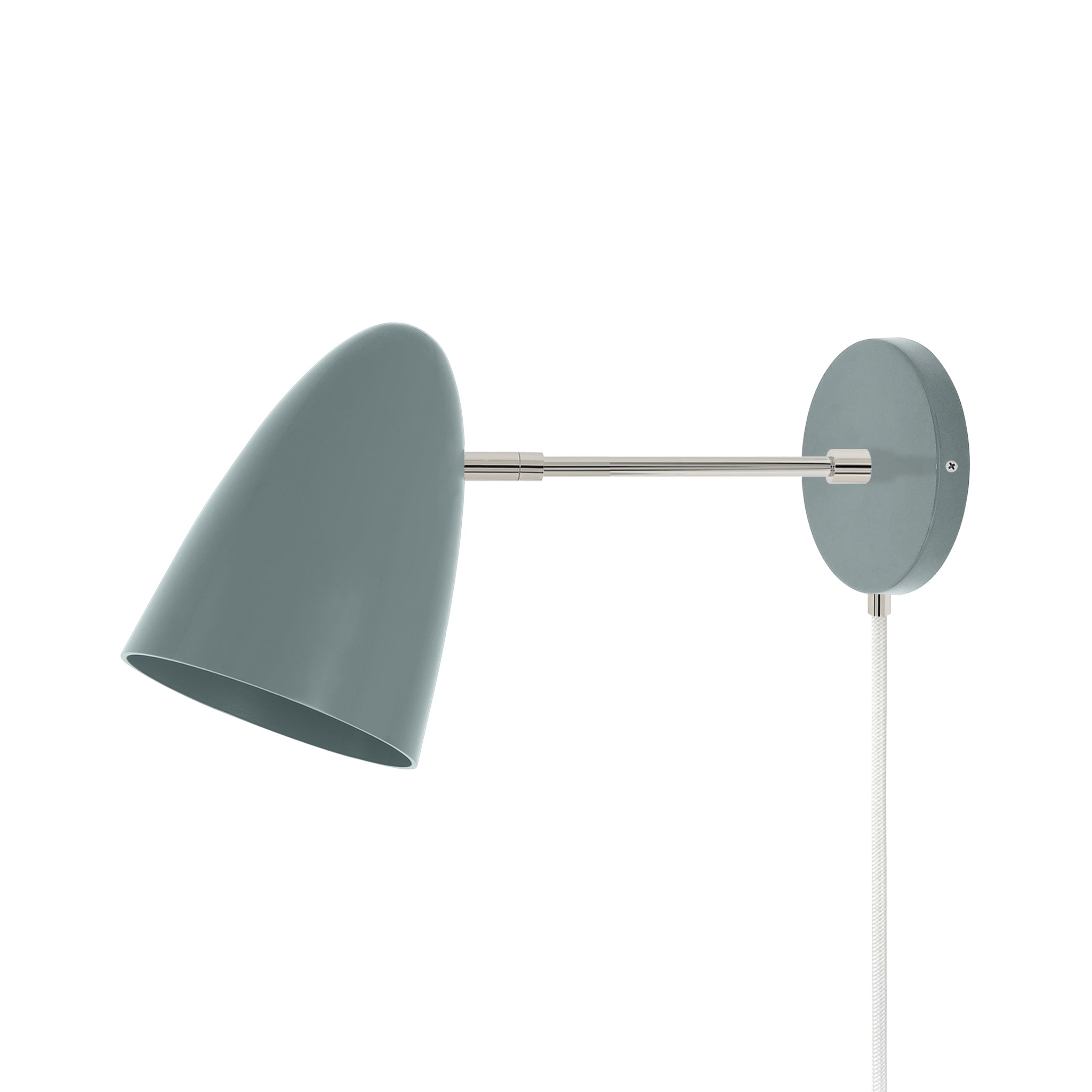 Nickel and python green color Boom plug-in sconce 6" arm Dutton Brown lighting