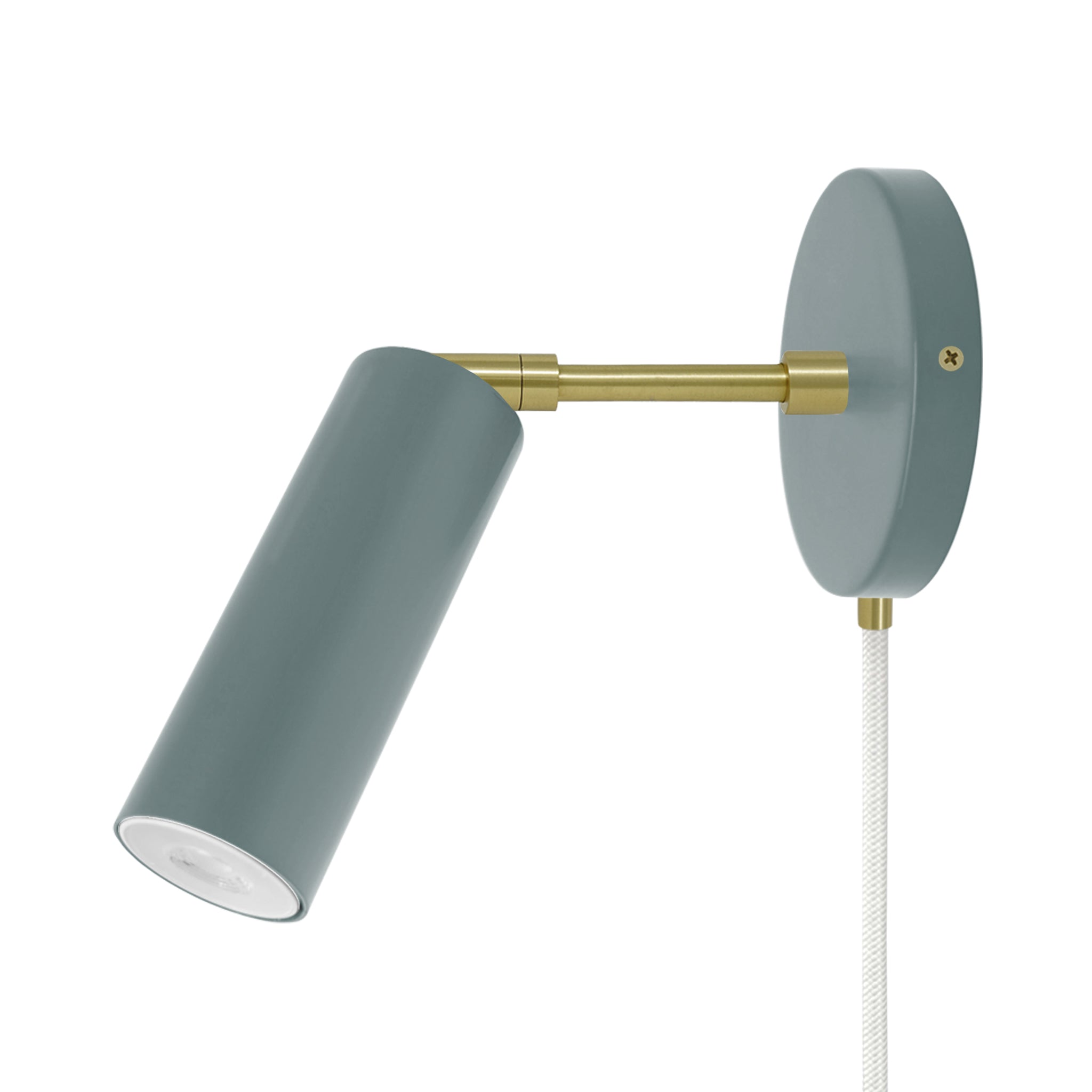 Brass and lagoon color Reader plug-in sconce 3" arm Dutton Brown lighting