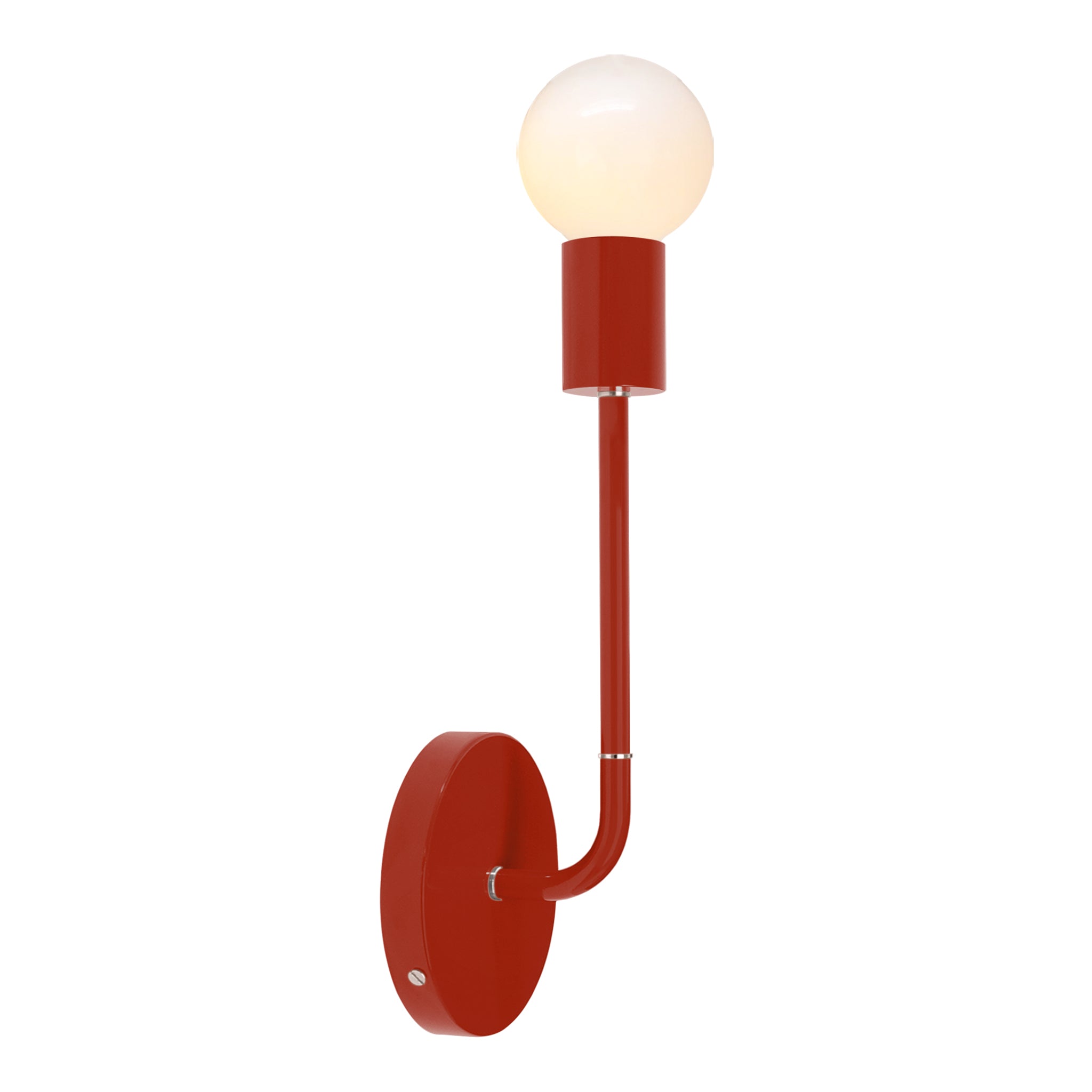 Nickel and riding hood red color Tall Snug sconce Dutton Brown lighting