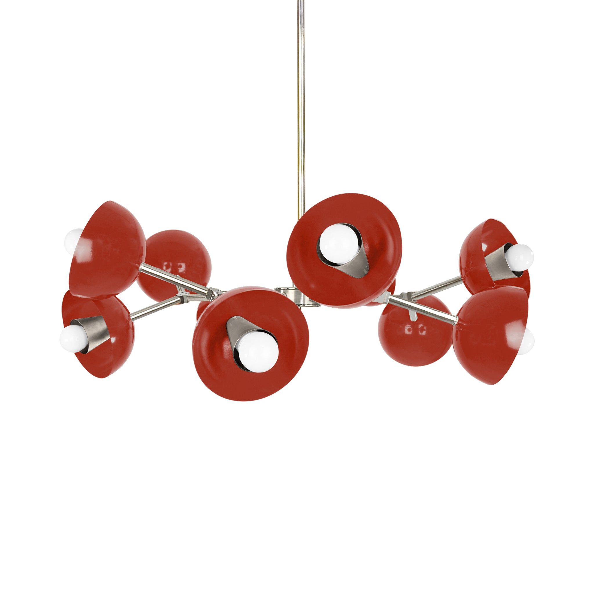 Nickel and riding hood red color Alegria chandelier 30" Dutton Brown lighting