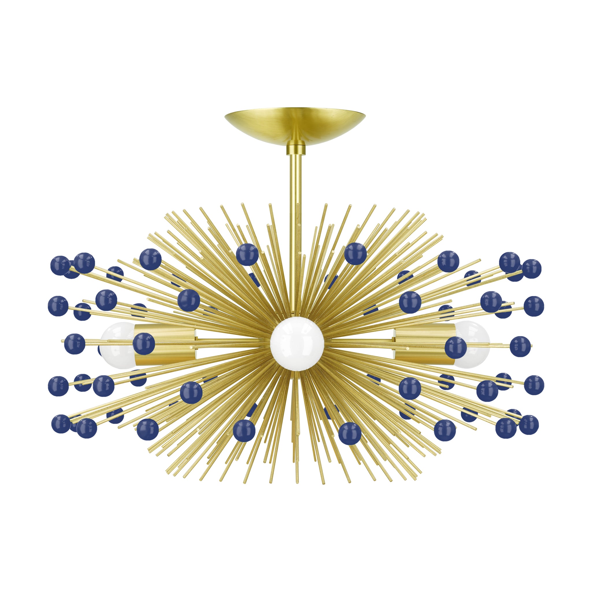 Brass and cobalt color Beaded Urchin flush mount 20" Dutton Brown lighting