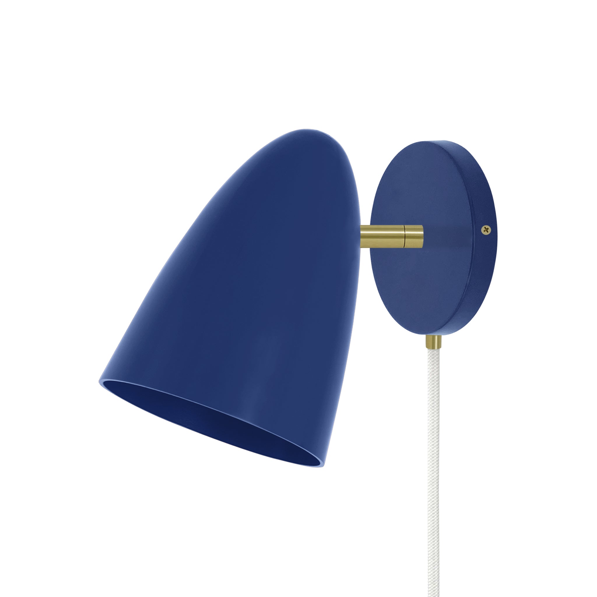 Brass and cobalt color Boom plug-in sconce no arm Dutton Brown lighting