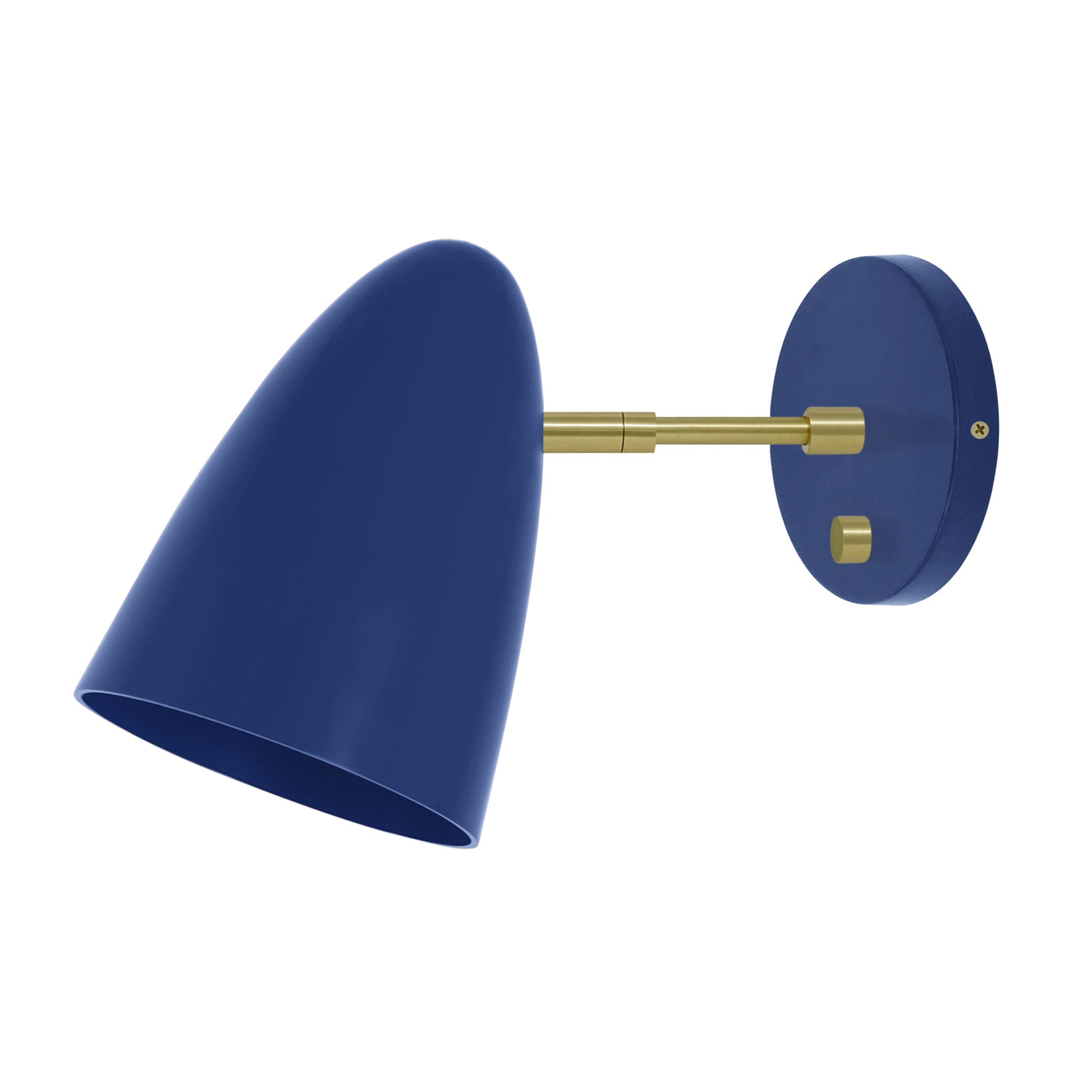 Brass and cobalt color Boom sconce 3" arm Dutton Brown lighting