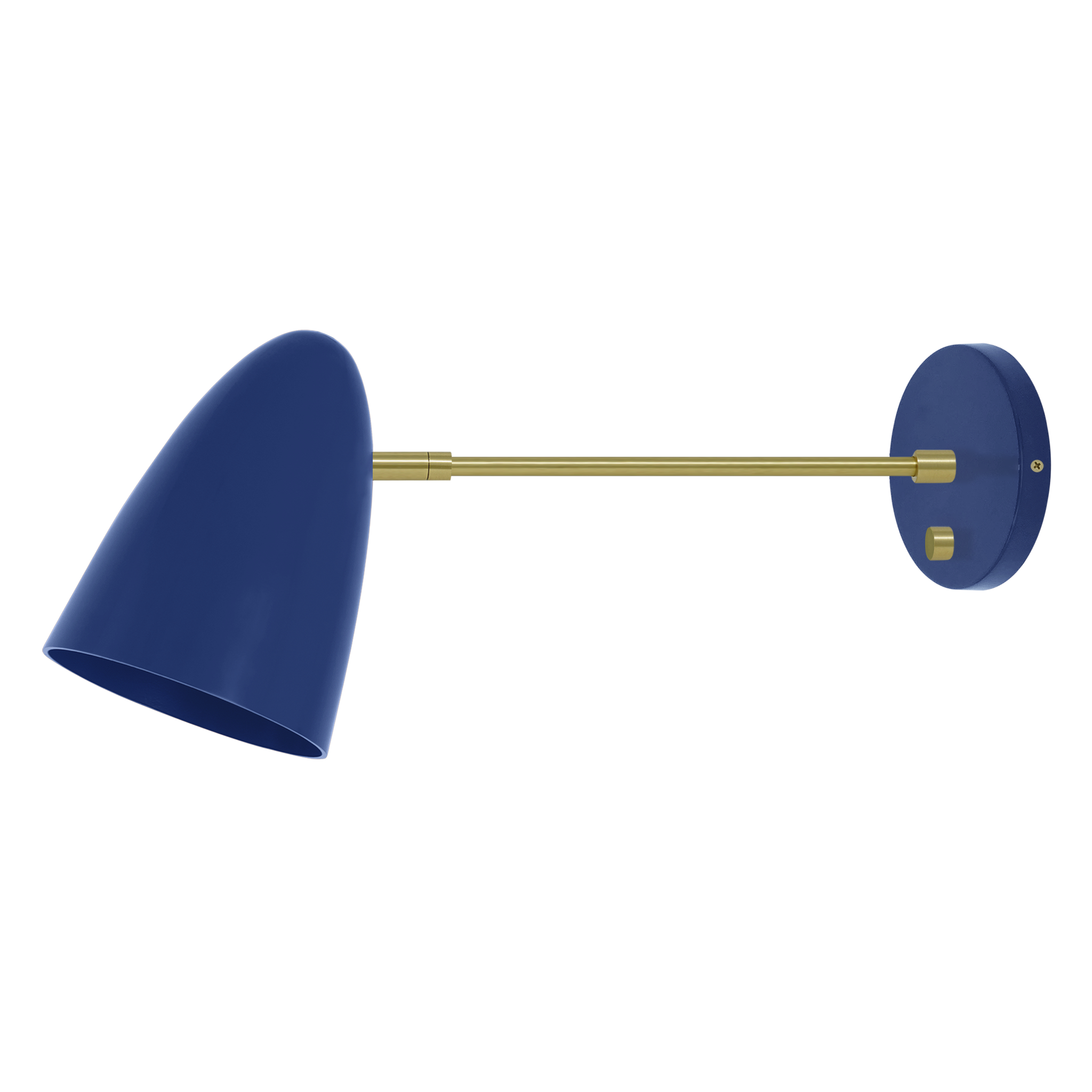 Brass and cobalt color Boom sconce 10" arm Dutton Brown lighting
