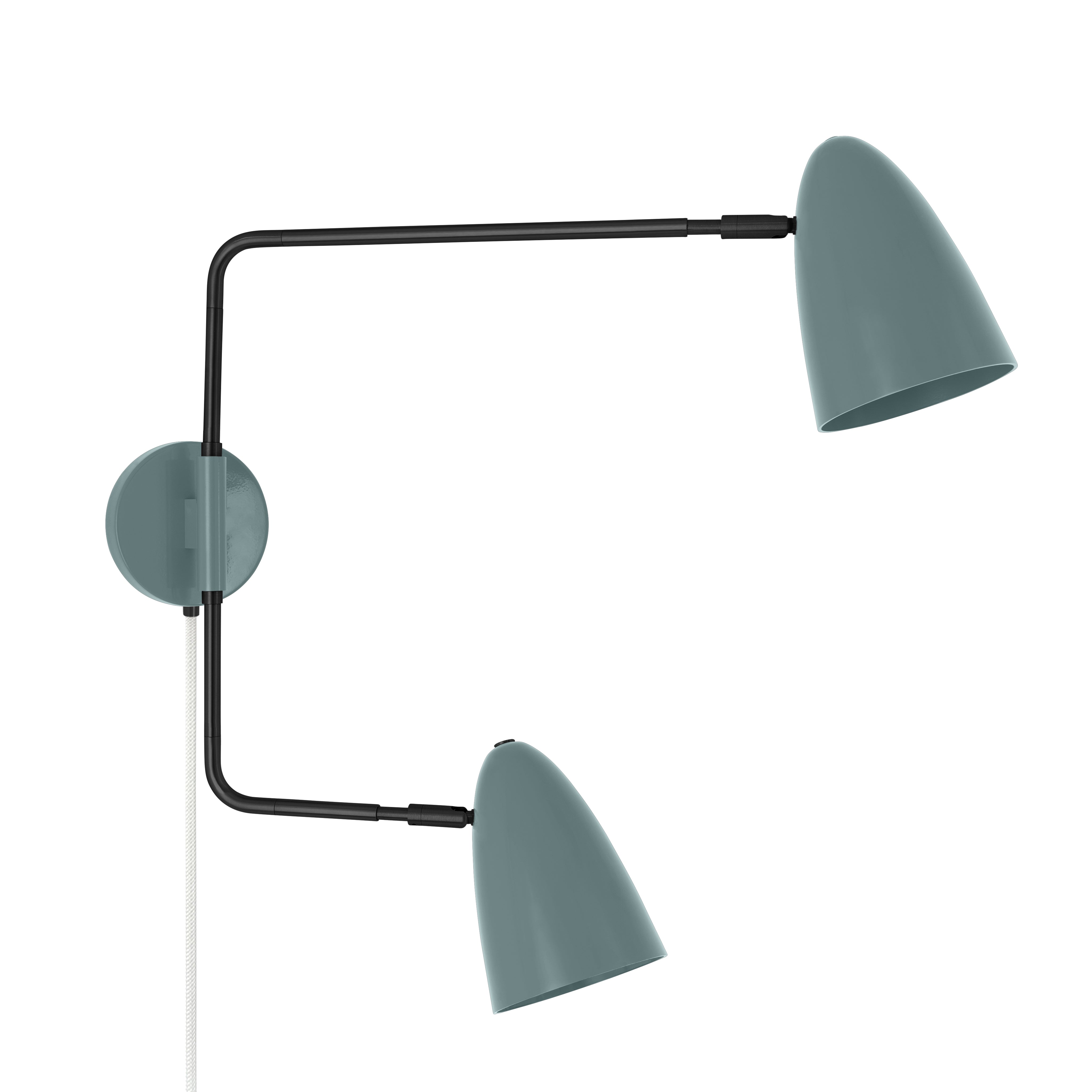 Black and lagoon color Boom Double Swing Arm plug-in sconce Dutton Brown lighting