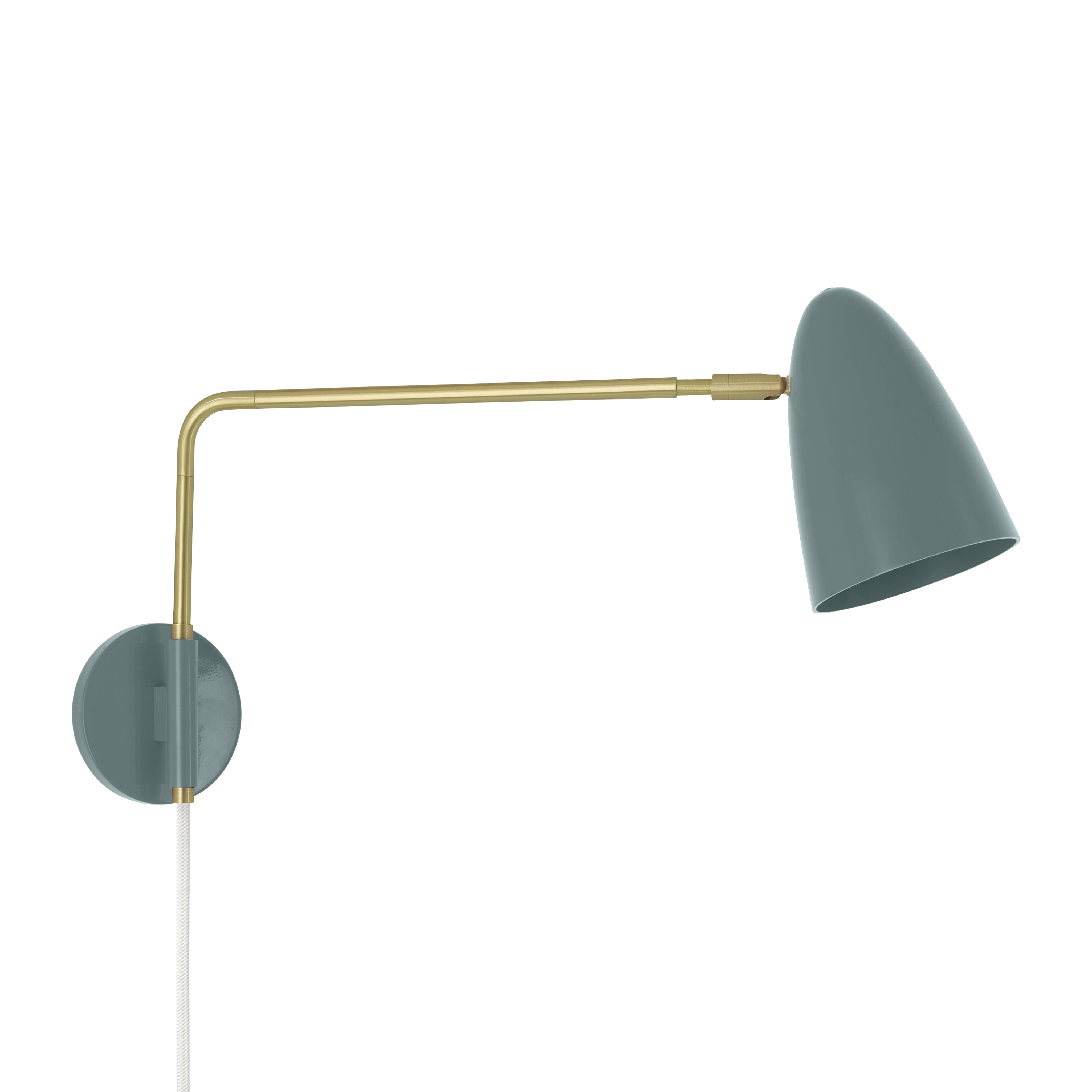 Brass and lagoon color Boom Swing Arm plug-in sconce Dutton Brown lighting