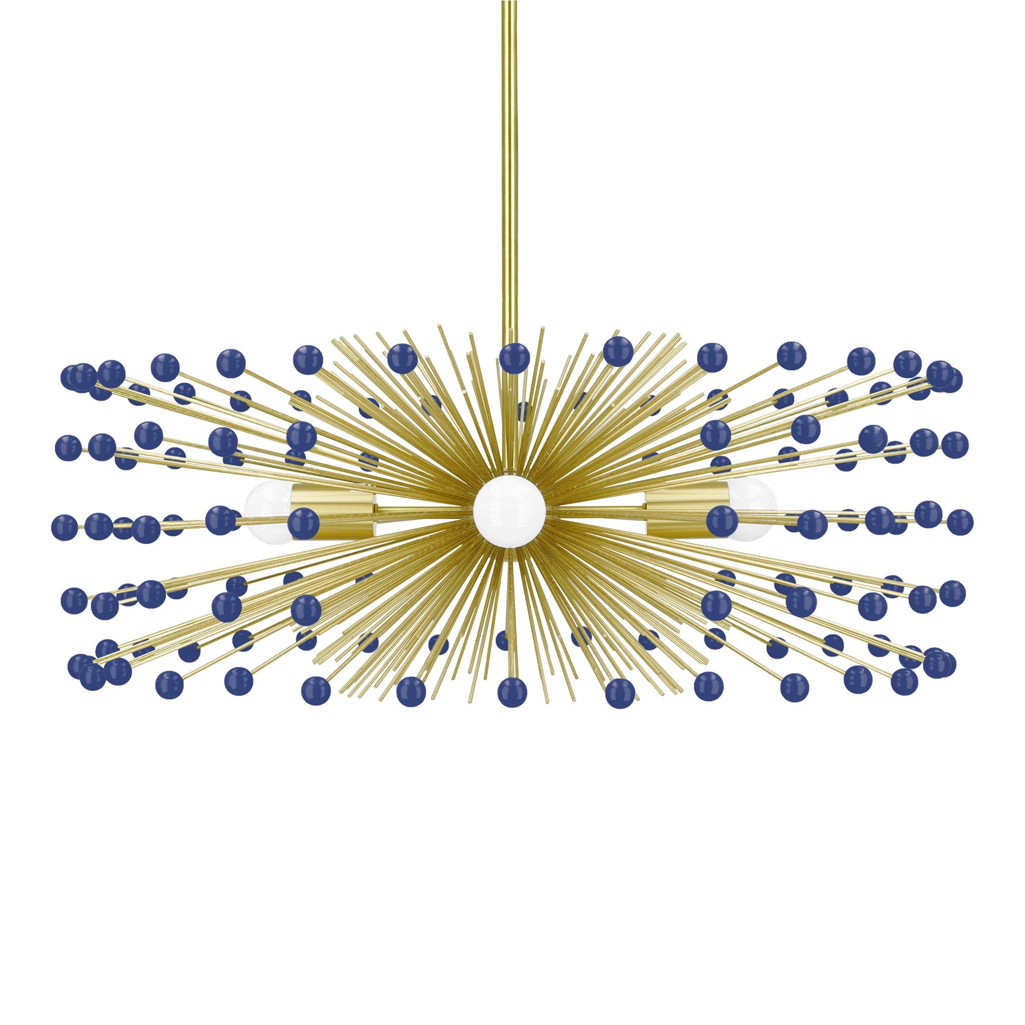 Brass and cobalt color Beaded Urchin chandelier 27" Dutton Brown lighting