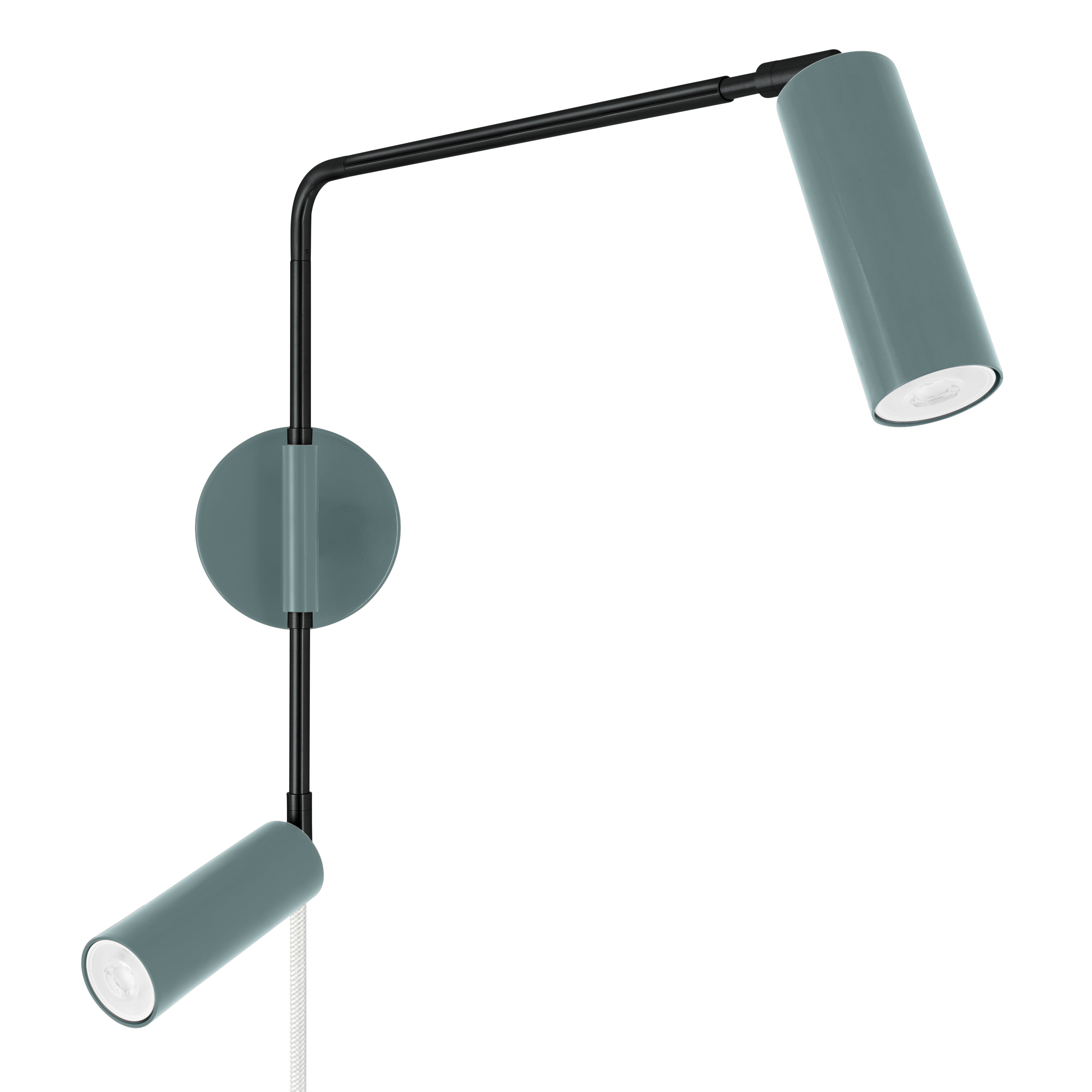 Black and lagoon color Reader Double Swing Arm plug-in sconce Dutton Brown lighting
