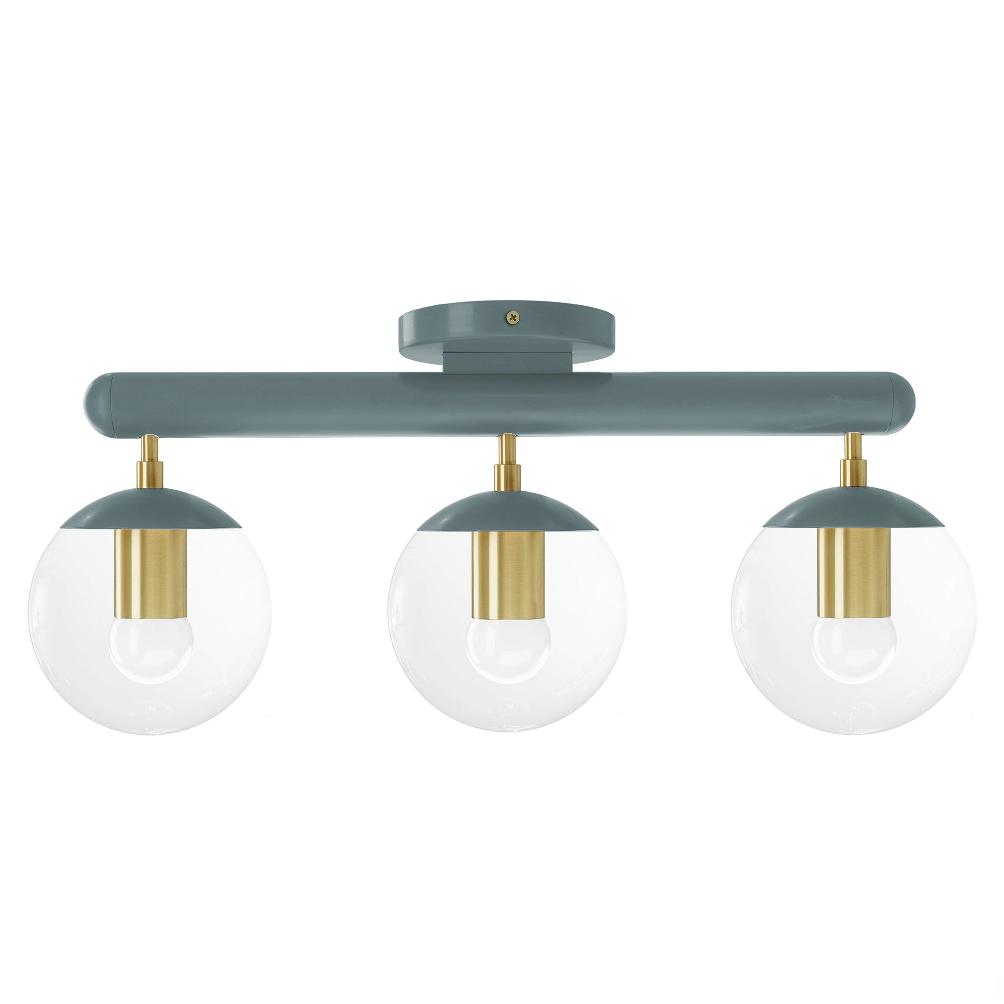 Brass and lagoon color Icon 3 flush mount Dutton Brown lighting