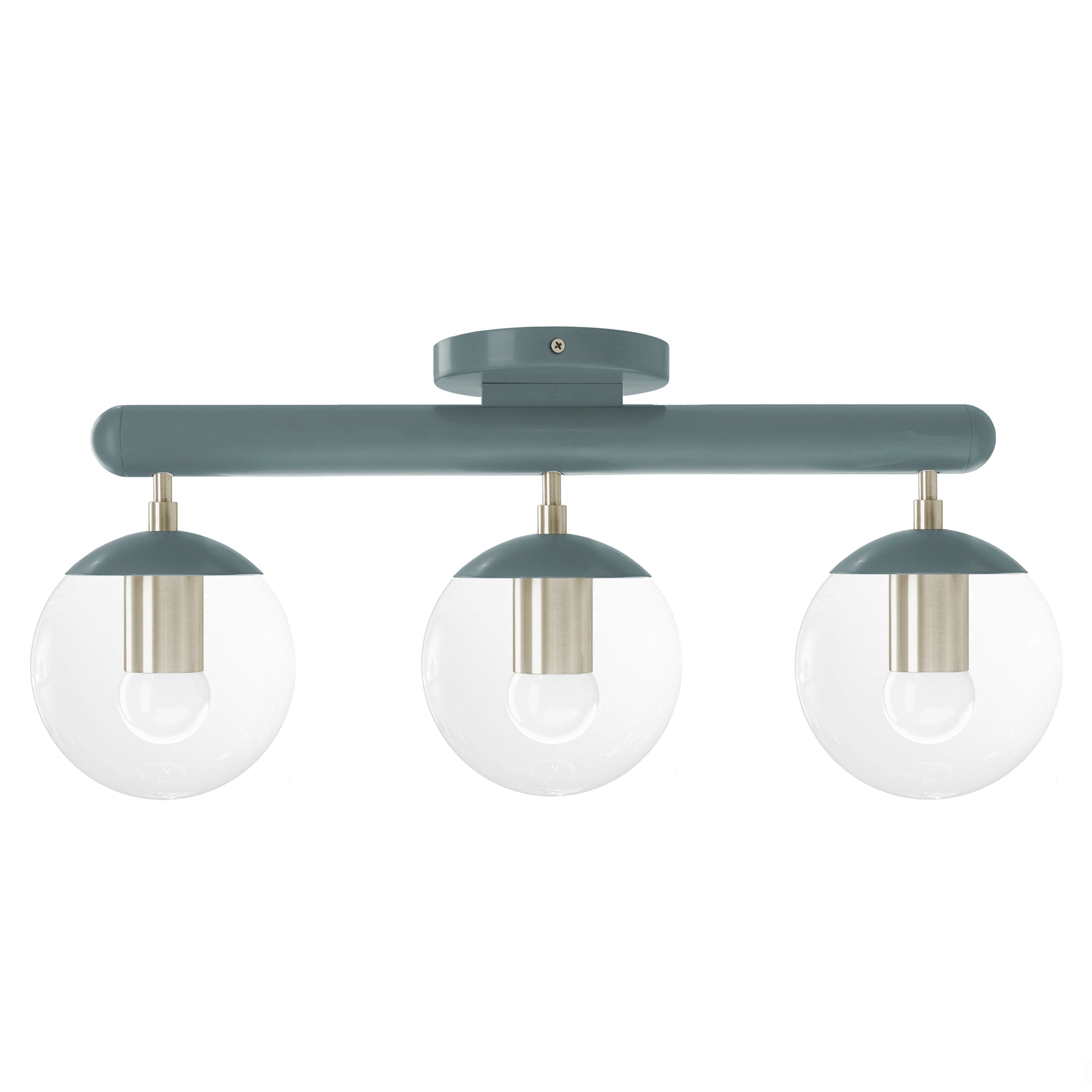 Nickel and lagoon color Icon 3 flush mount Dutton Brown lighting
