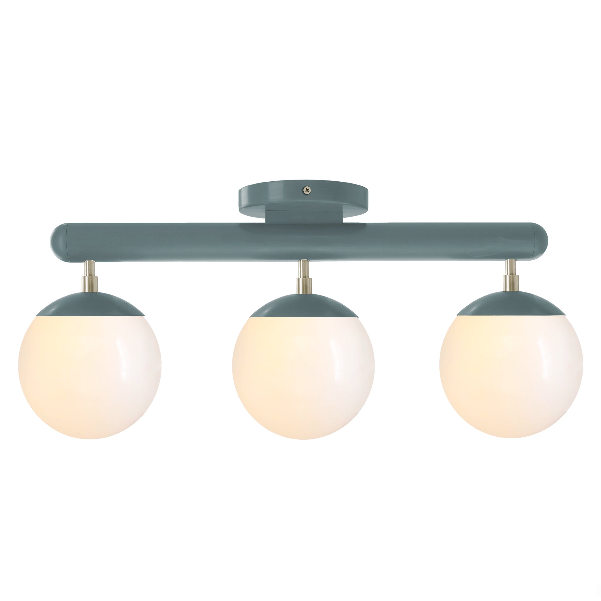 Nickel and lagoon color Icon 3 flush mount Dutton Brown lighting