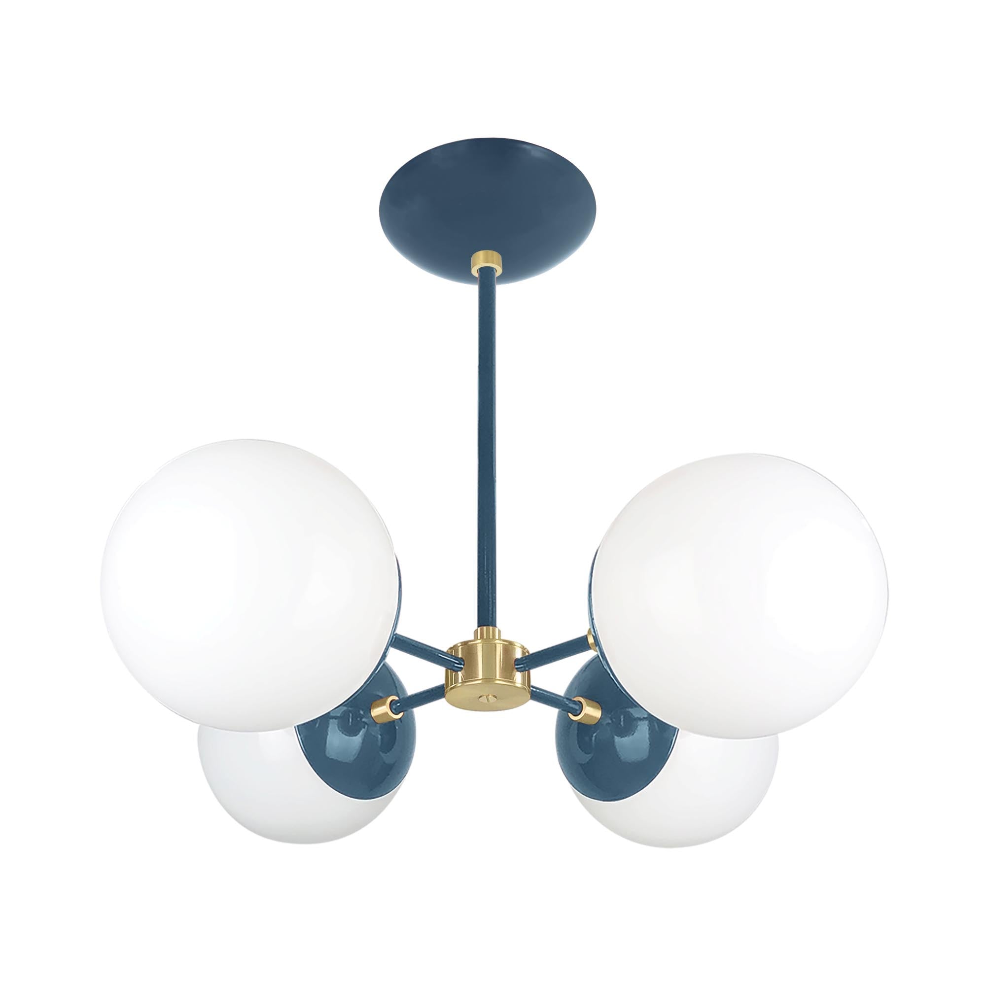 Brass and slate blue color Orbi chandelier Dutton Brown lighting