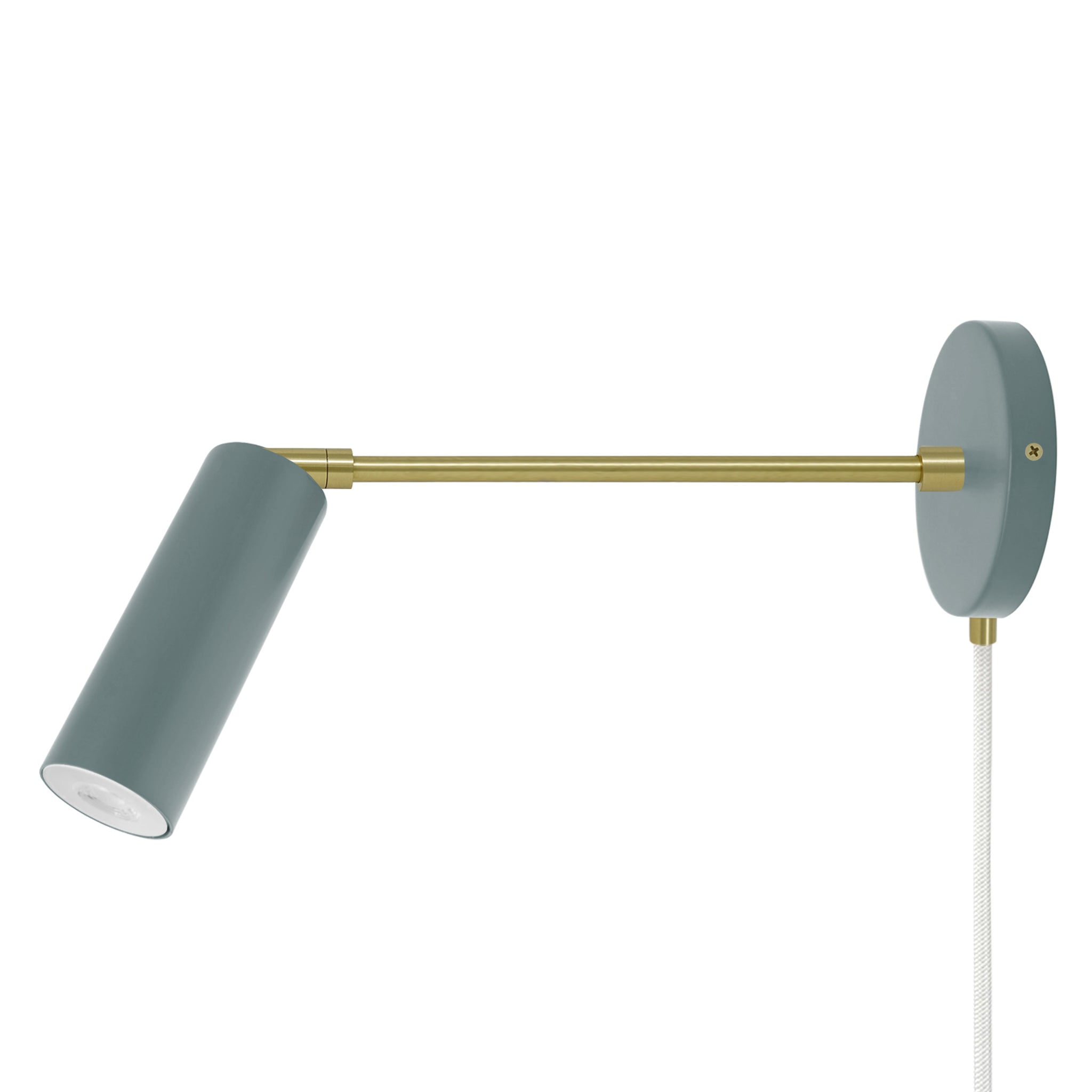 Brass and cobalt color Reader plug-in sconce 10" arm Dutton Brown lighting