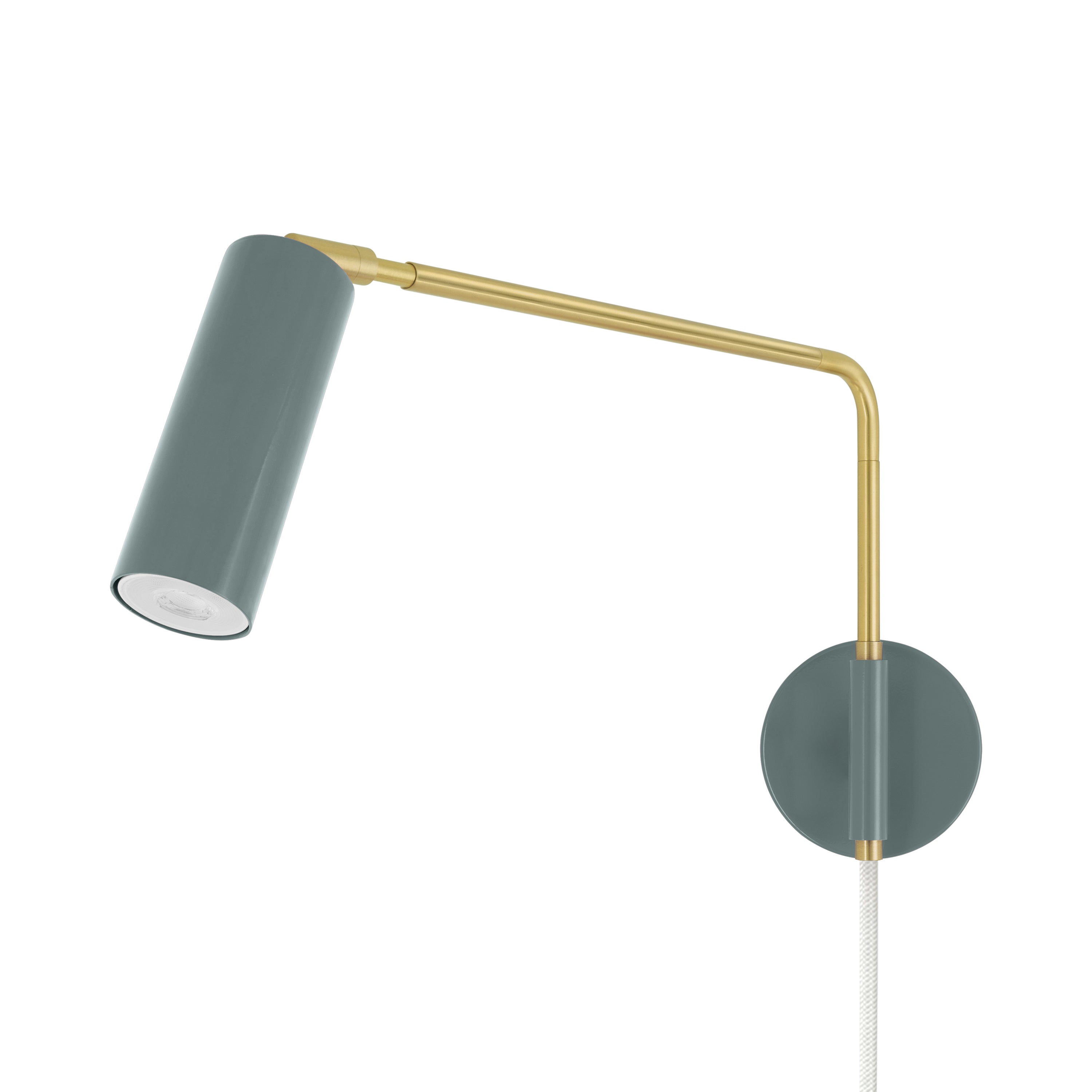 Brass and lagoon color Reader Swing Arm plug-in sconce Dutton Brown lighting