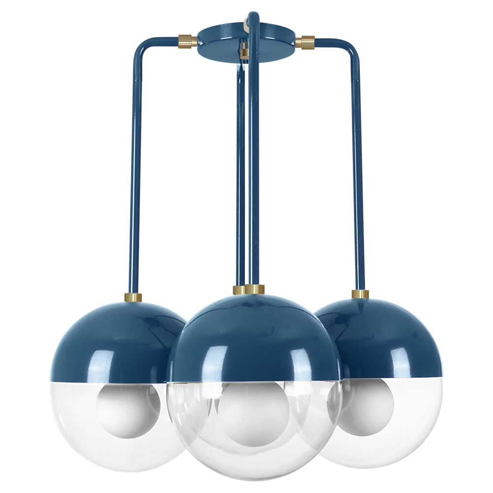 Brass and slate blue color Tetra chandelier Dutton Brown lighting