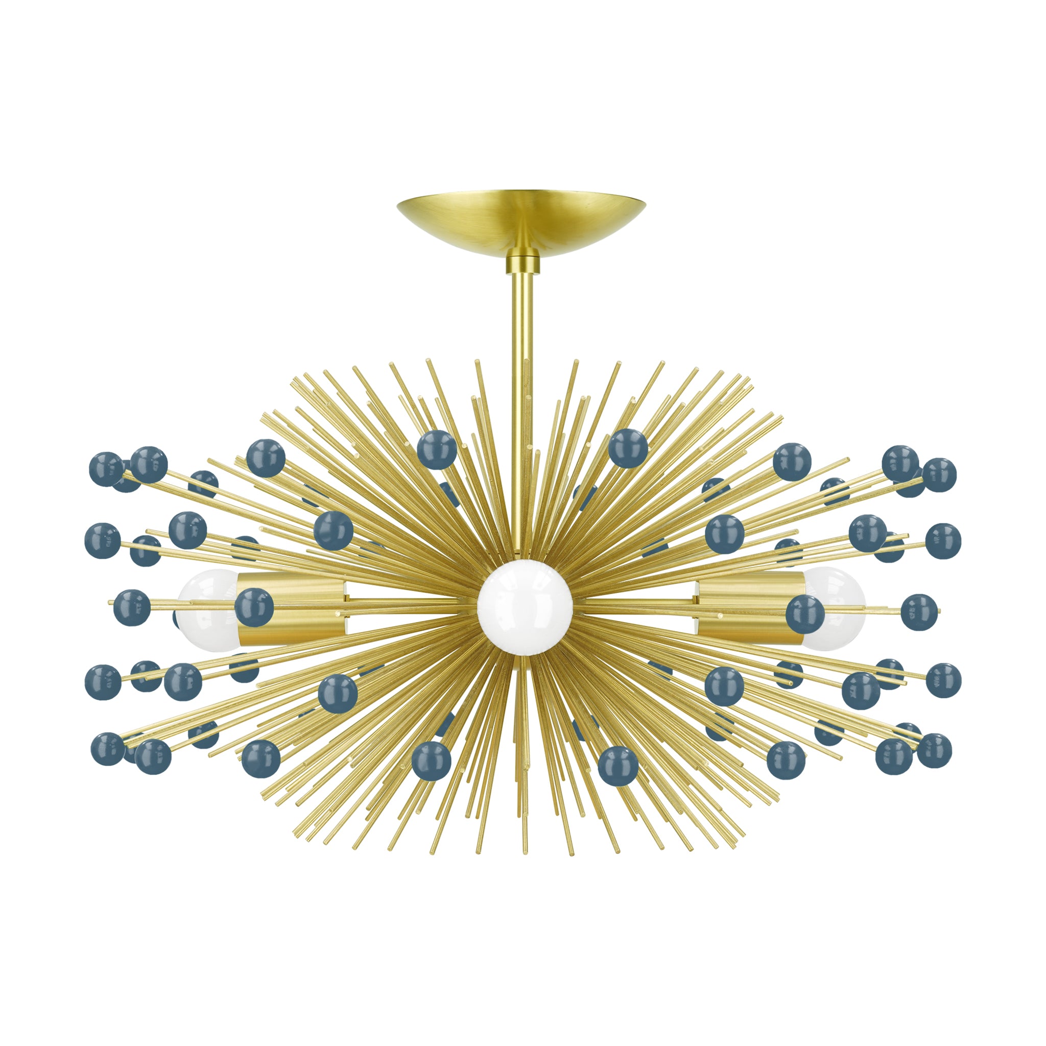 Brass and slate blue color Beaded Urchin flush mount 20" Dutton Brown lighting