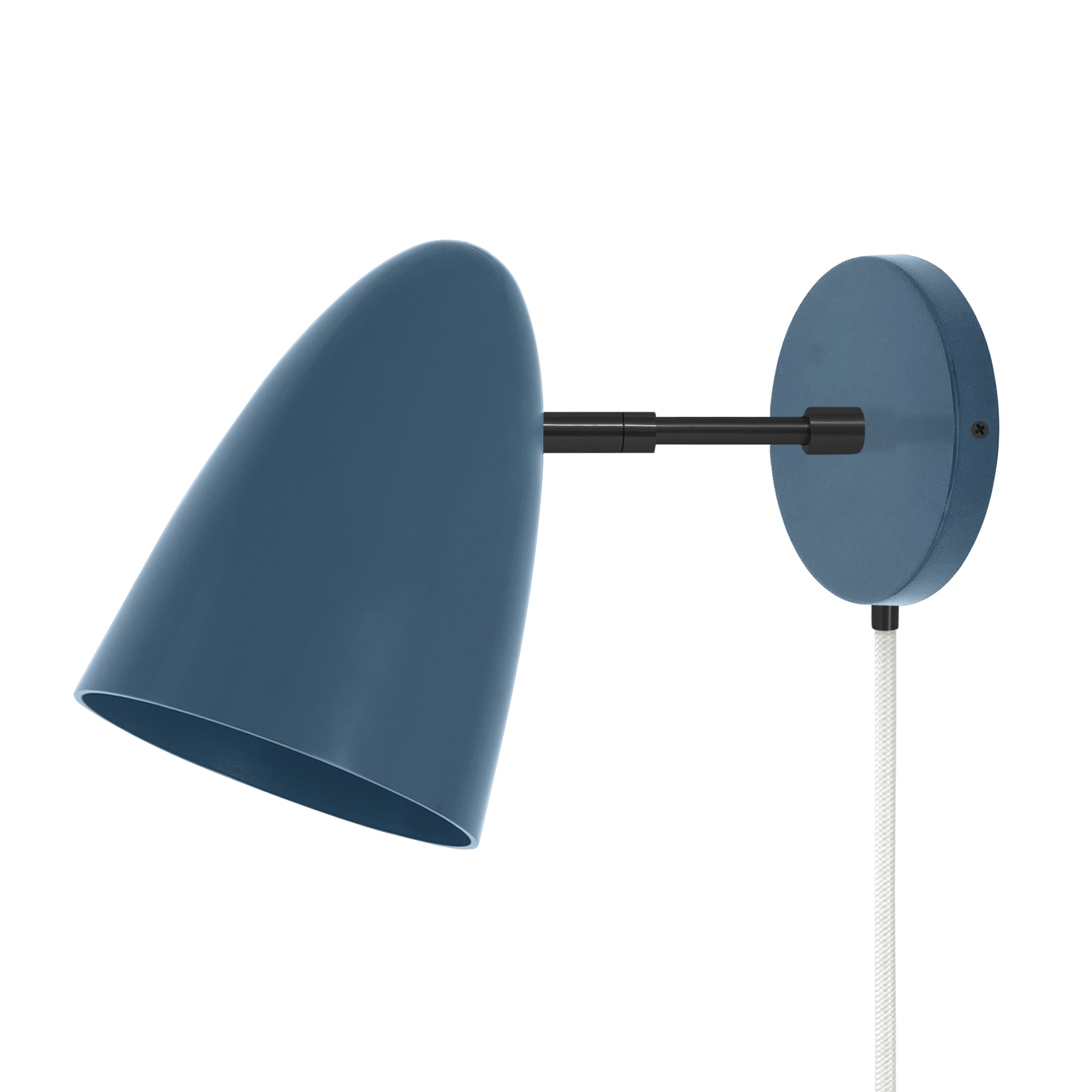 Black and slate blue color Boom plug-in sconce 3" arm Dutton Brown lighting