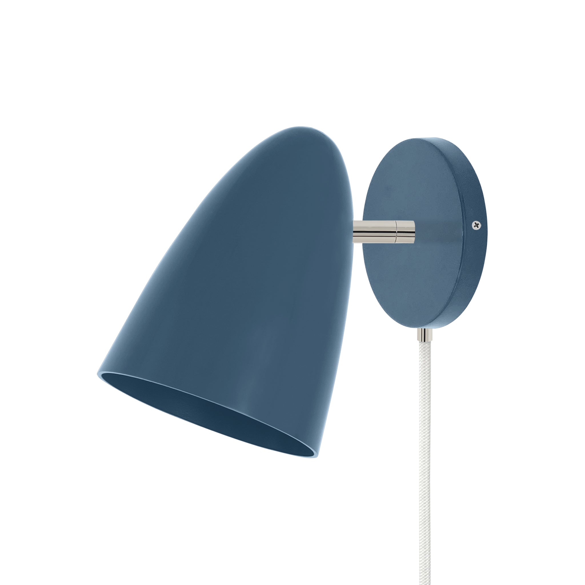 Nickel and slate blue color Boom plug-in sconce no arm Dutton Brown lighting