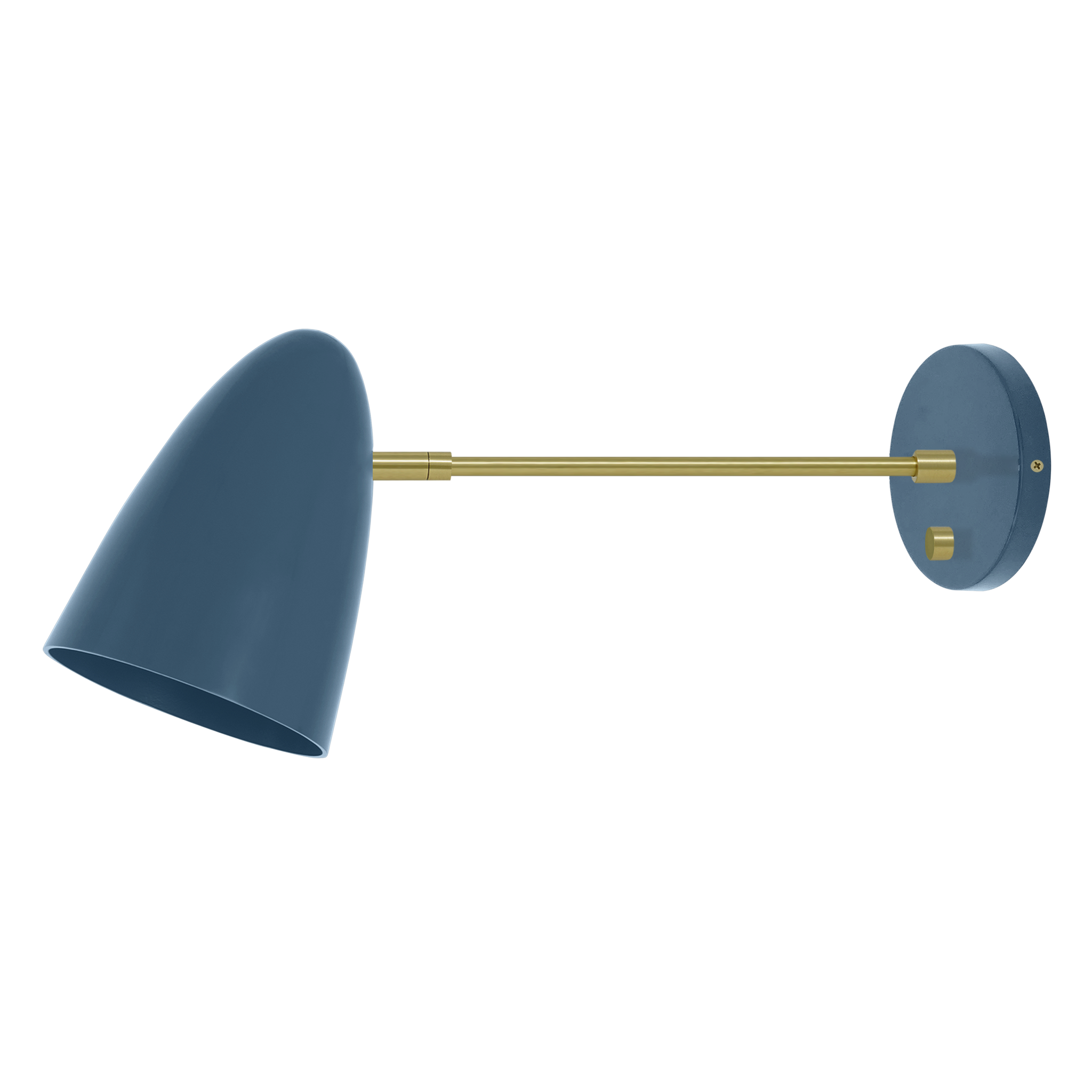 Brass and slate blue color Boom sconce 10" arm Dutton Brown lighting