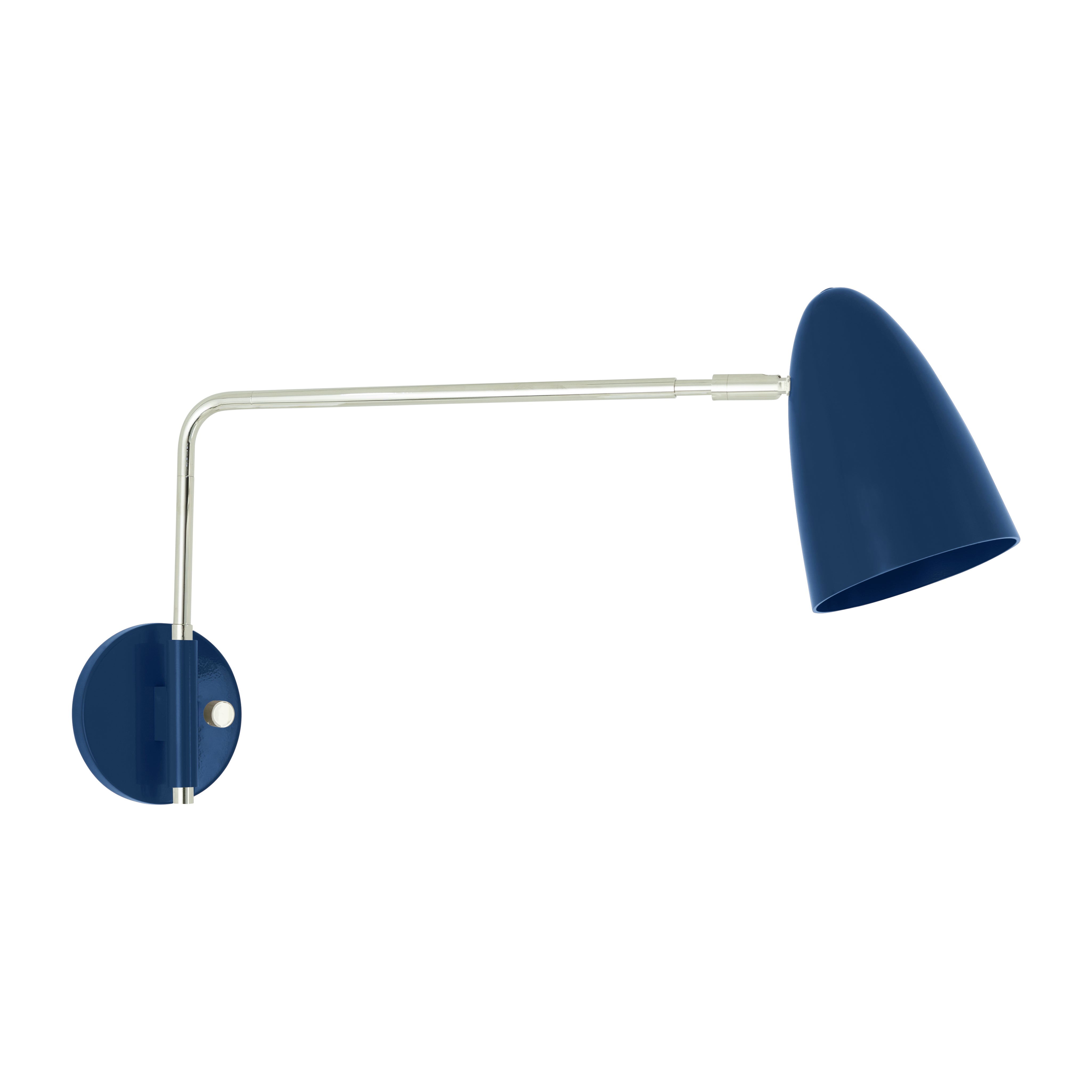 Nickel and cobalt color Boom Swing Arm sconce Dutton Brown lighting