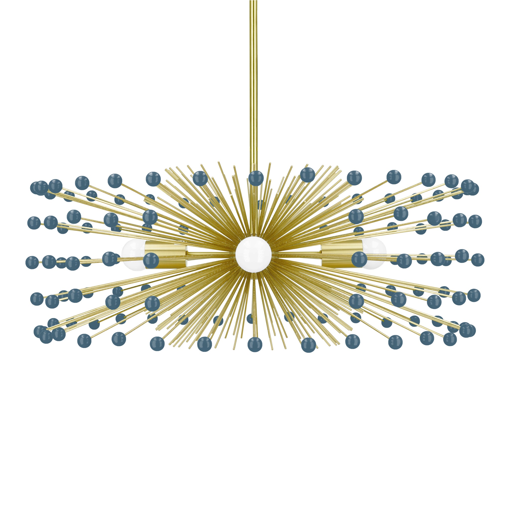Brass and slate blue color Beaded Urchin chandelier 27" Dutton Brown lighting
