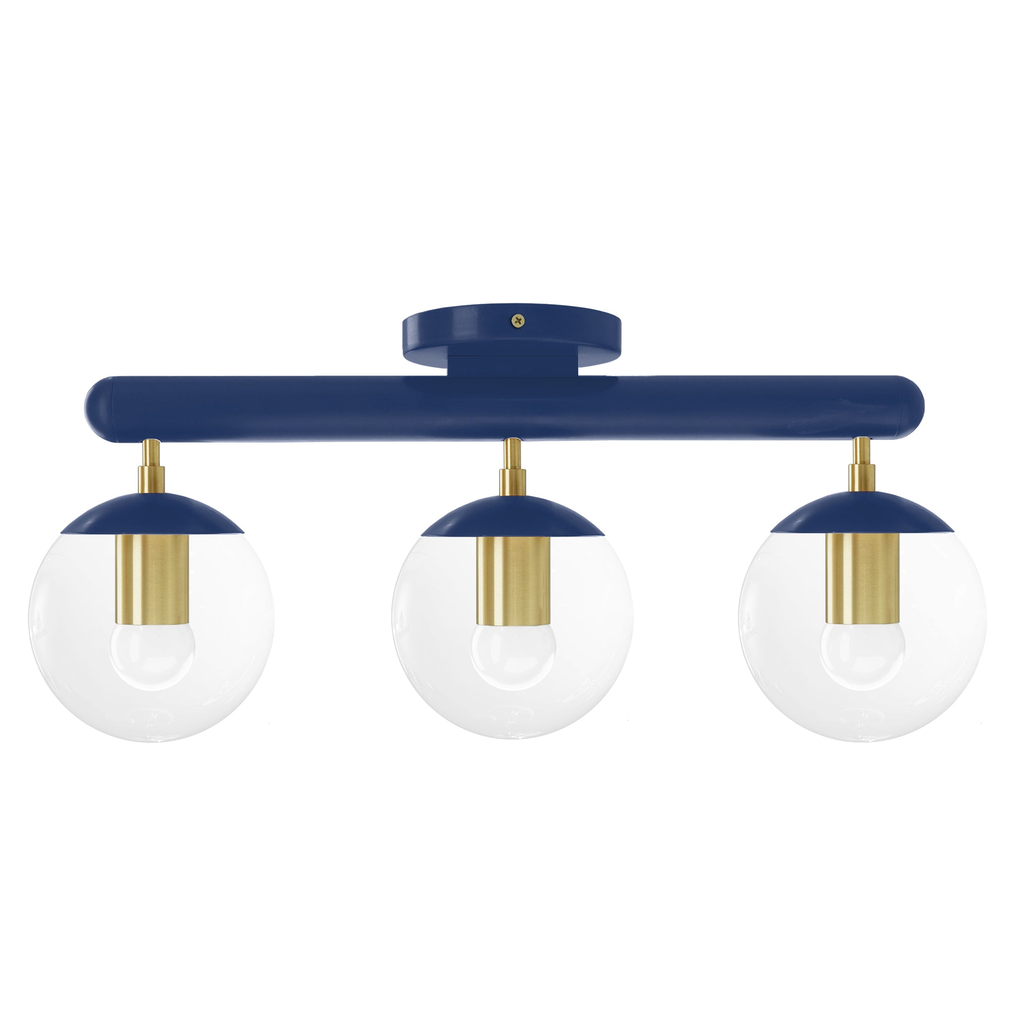 Brass and cobalt color Icon 3 flush mount Dutton Brown lighting