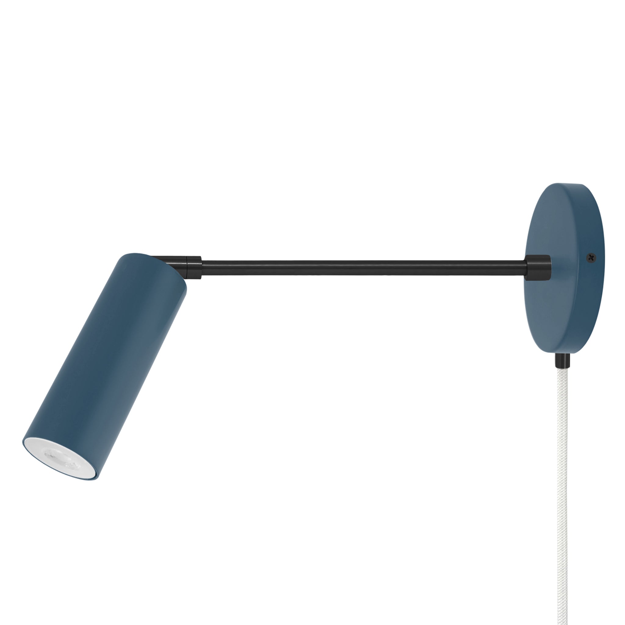 Black and slate blue color Reader plug-in sconce 10" arm Dutton Brown lighting