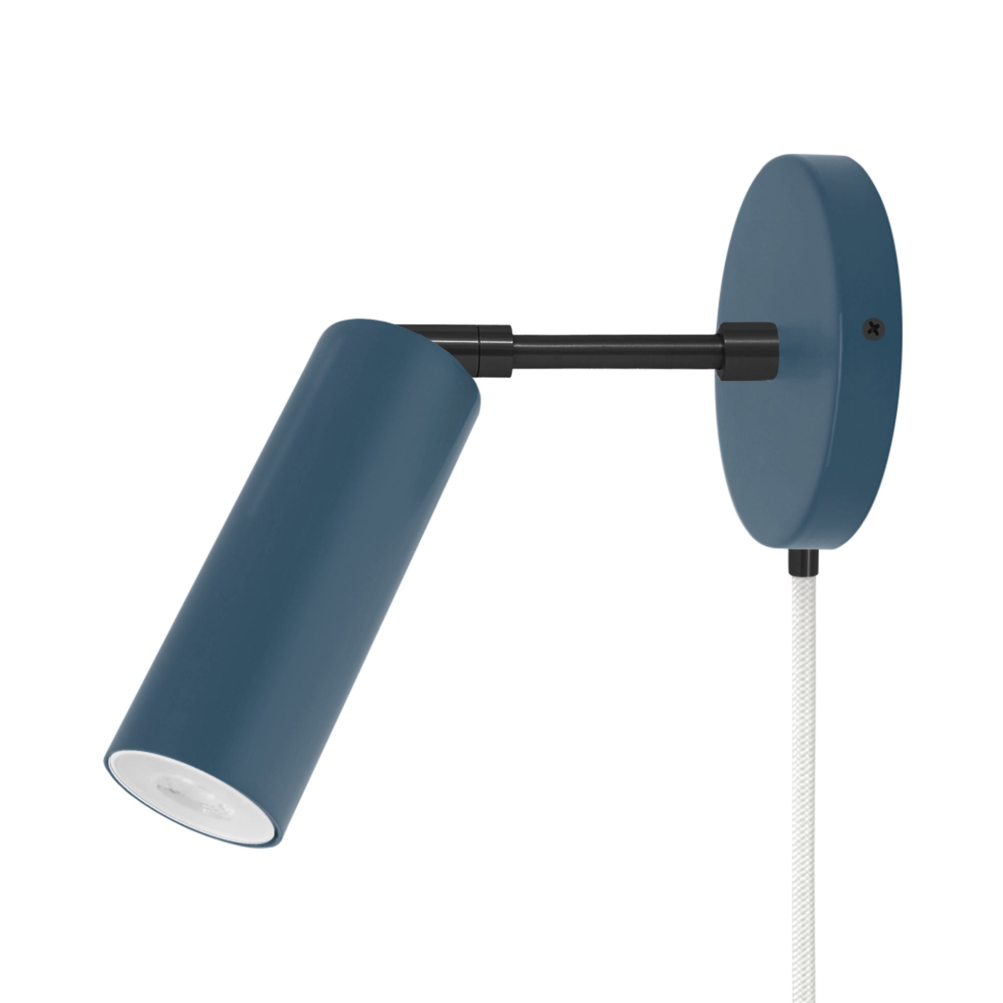 Black and slate blue color Reader plug-in sconce 3" arm Dutton Brown lighting