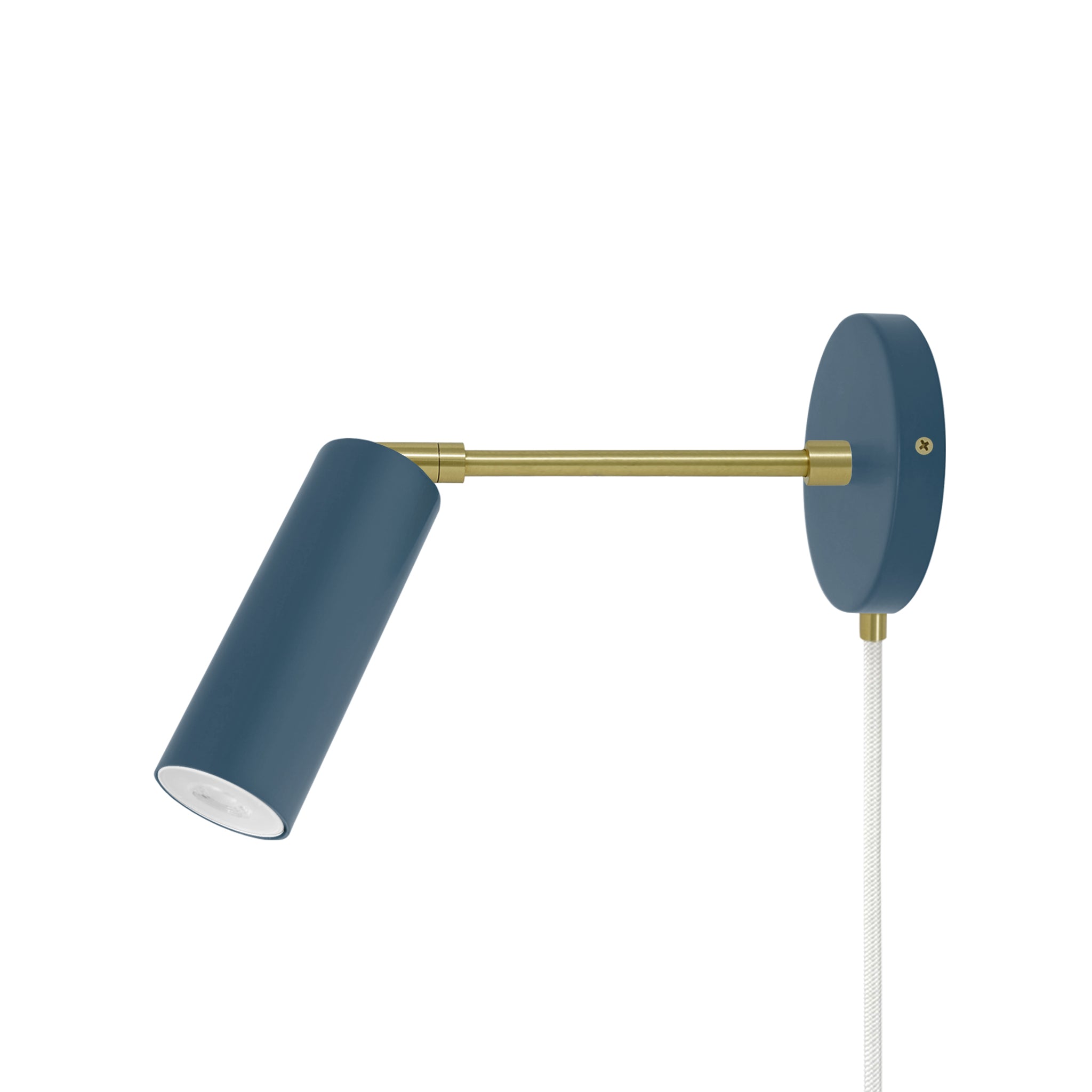 Brass and slate blue color Reader plug-in sconce 6" arm Dutton Brown lighting