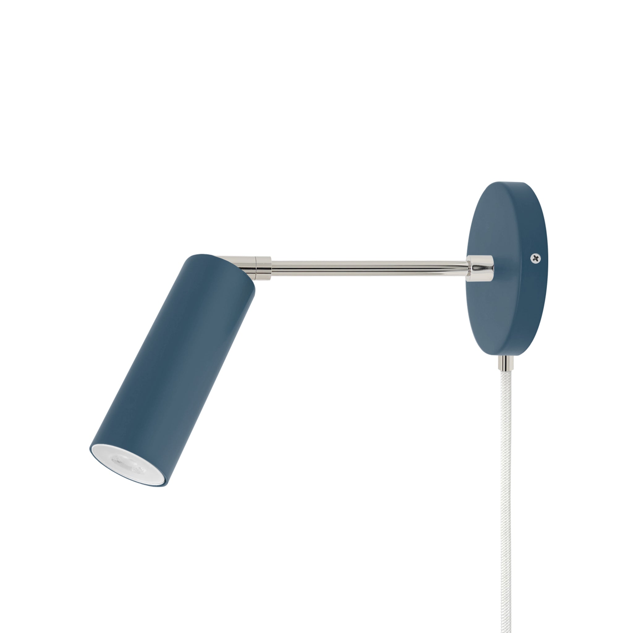 Nickel and slate blue color Reader plug-in sconce 6" arm Dutton Brown lighting