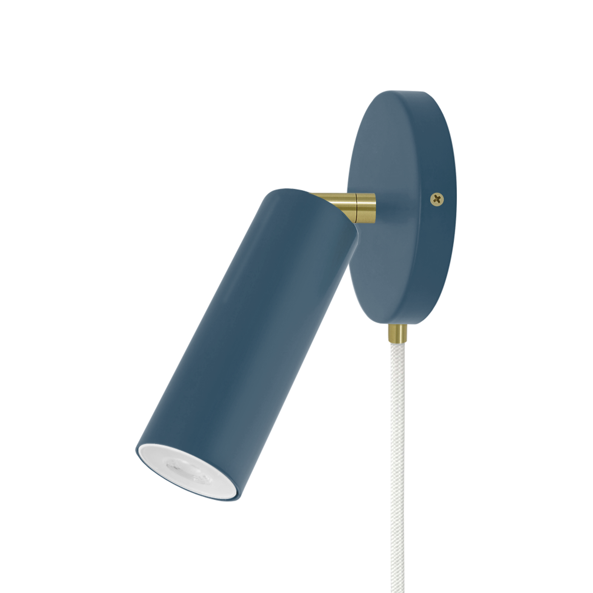 Brass and slate blue color Reader plug-in sconce no arm Dutton Brown lighting